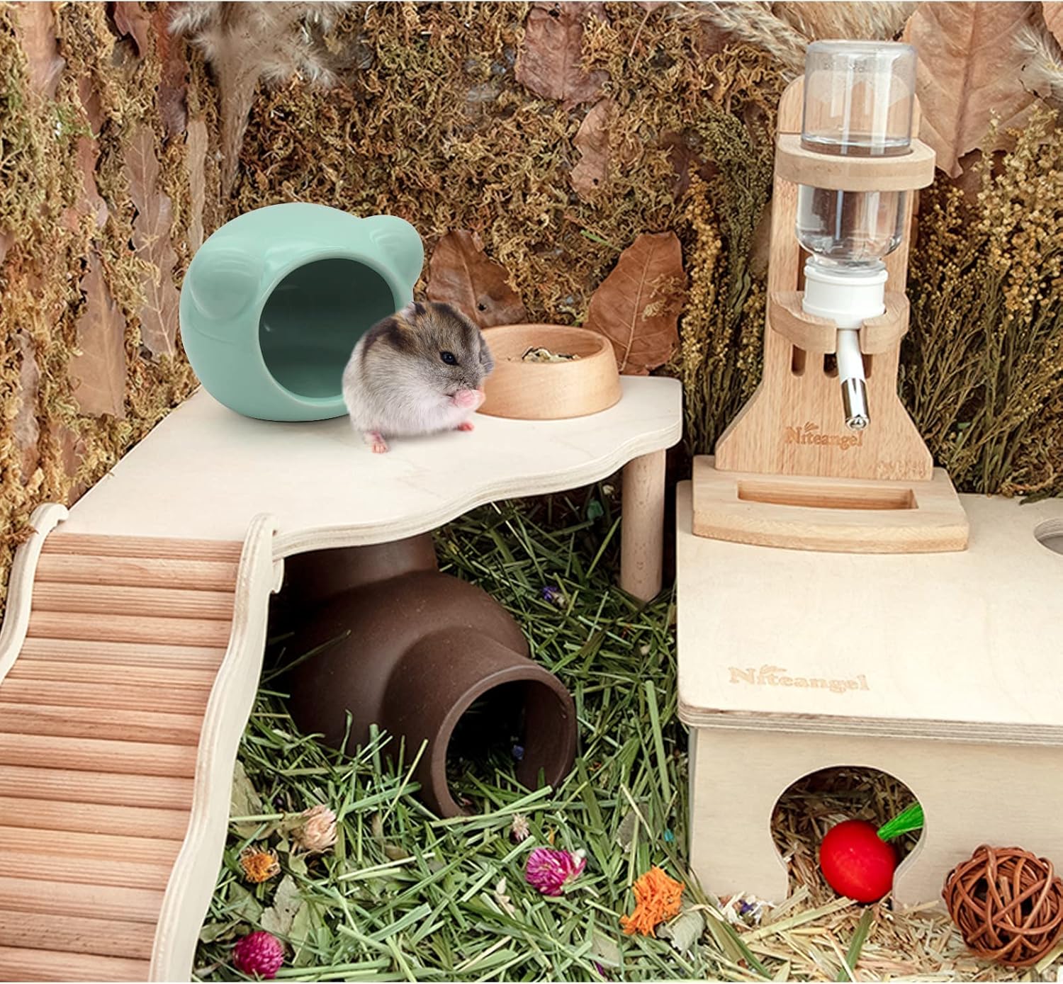 Ceramic Hamster House, Cute Animal Shaped Hamster Cave, Summer Cool Small Animal Hideout Habitat Decor for Dwarf Hamsters (Green) - Image 5