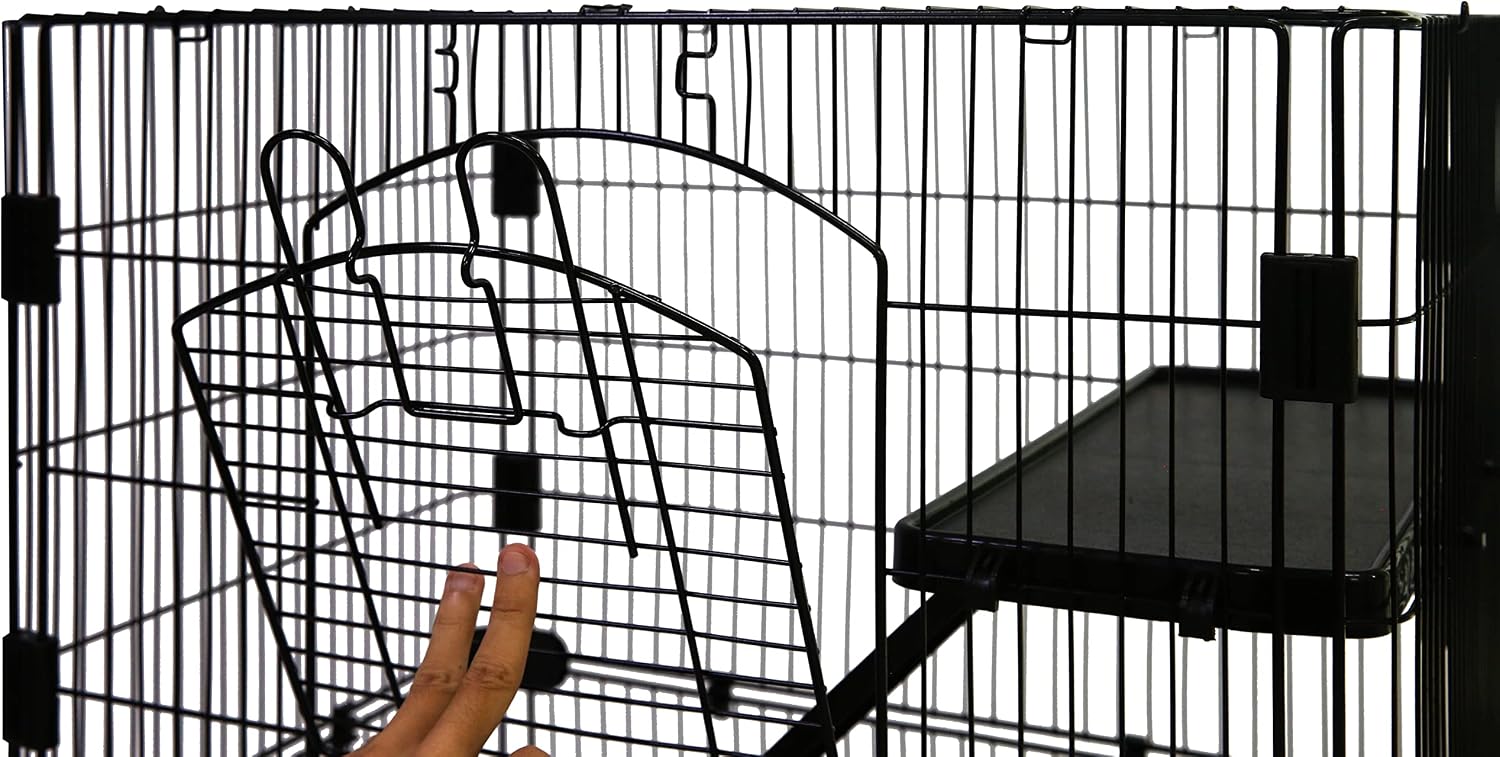 Homey Pet 3 Levels Chinchilla Ferret Pet Crate Small Animals Cages for Rat, Hamster, Guinea Pig, Squirrel, Include Caster Tray and Urine Guard (Black) - Image 9