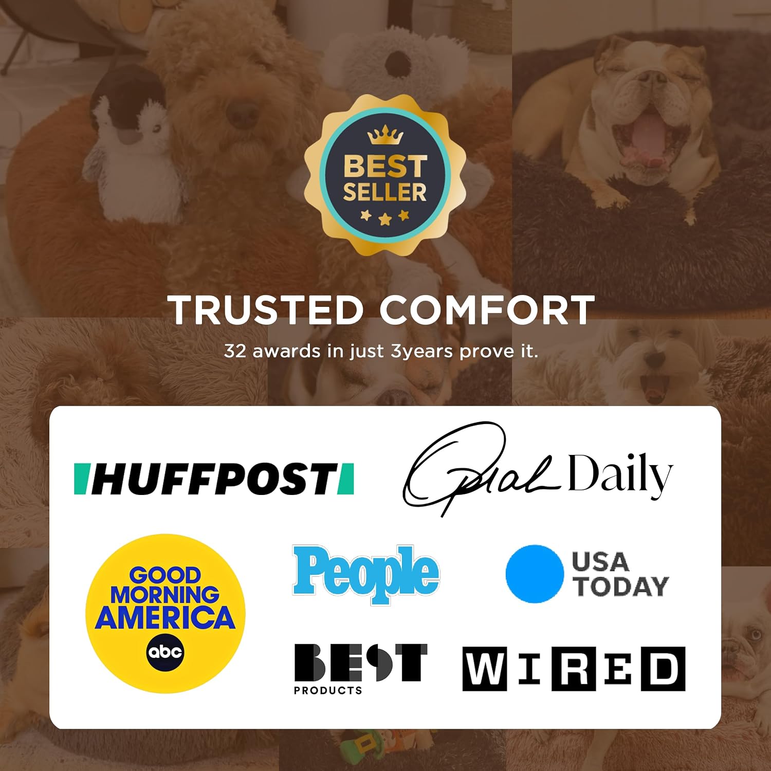 Bedsure Calming Dog Bed Medium Size Dog Donut Washable Pet Bed,30ins Camel | Fluffy Faux Fur Round Cuddler,Machine Washable,Anti-Slip Bottom,Anti-Anxiety,Deep Sleeping for Pets Up to 45 Lbs - Image 5