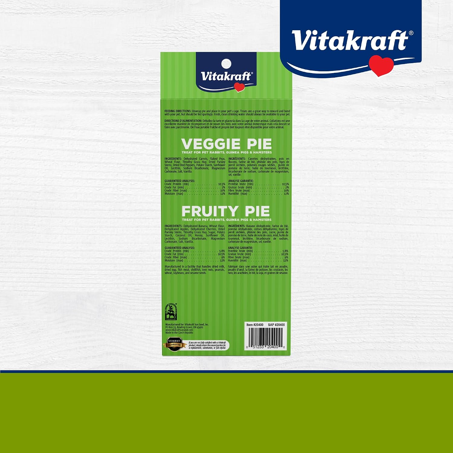 Vitakraft Veggie & Fruity Pie Treat for Pet Rabbits, Guinea Pigs, and Hamsters, 2 Pies,brown,24" x 50", 1.27 Ounce (Pack of 1) - Image 8