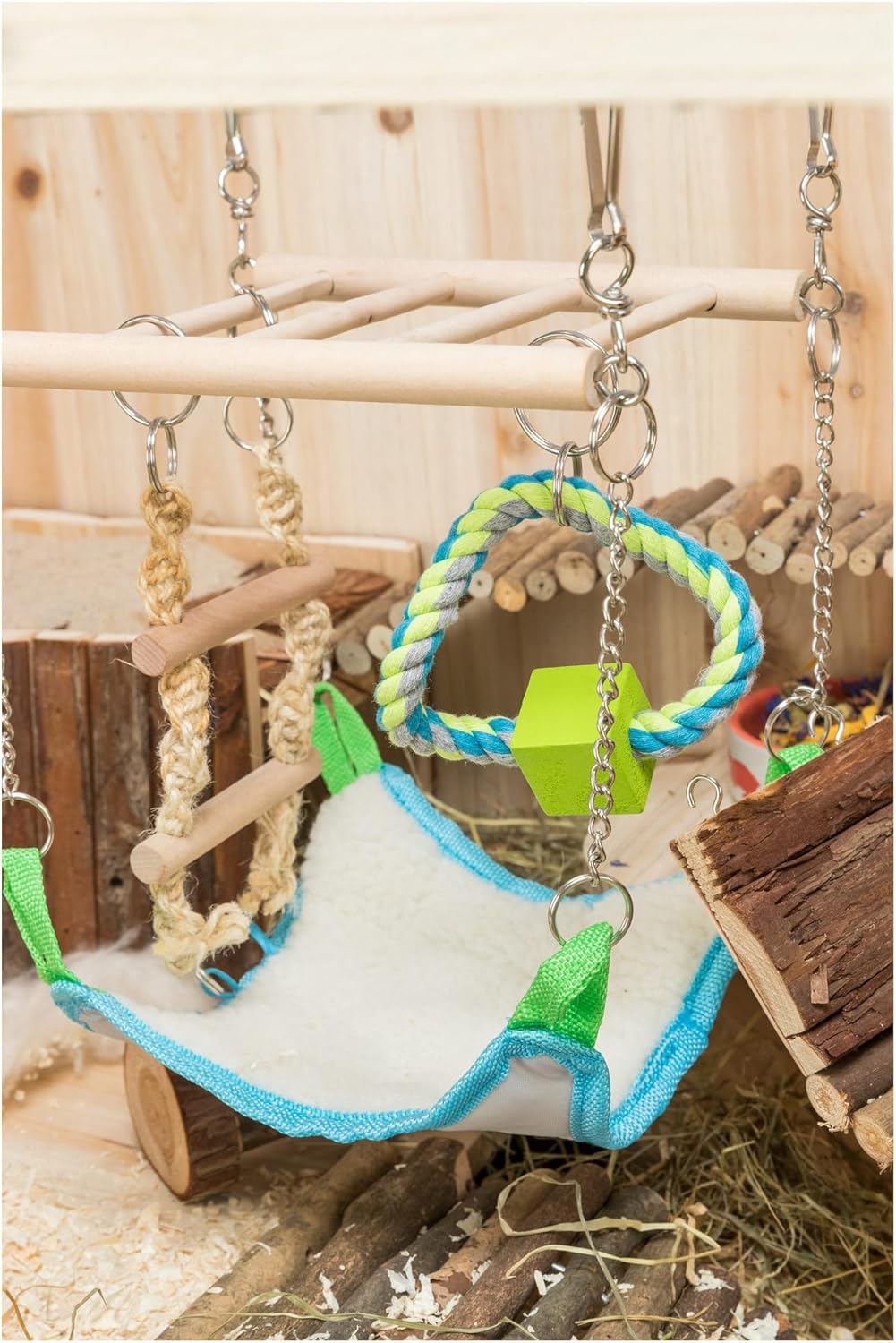 Trixie Small Animal Suspension Bridge, Hanging Cage Accessory with Hammock and Climbing Toys - Ladder and Ring, Ideal for Rats, Ferrets, Guinea Pigs, Mice - Image 2