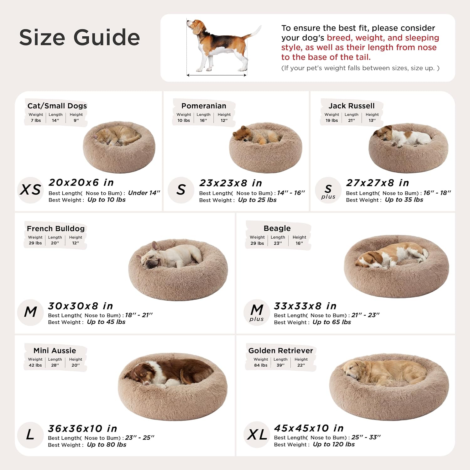 Bedsure Calming Dog Bed Medium Size Dog Donut Washable Pet Bed,30ins Camel | Fluffy Faux Fur Round Cuddler,Machine Washable,Anti-Slip Bottom,Anti-Anxiety,Deep Sleeping for Pets Up to 45 Lbs - Image 8