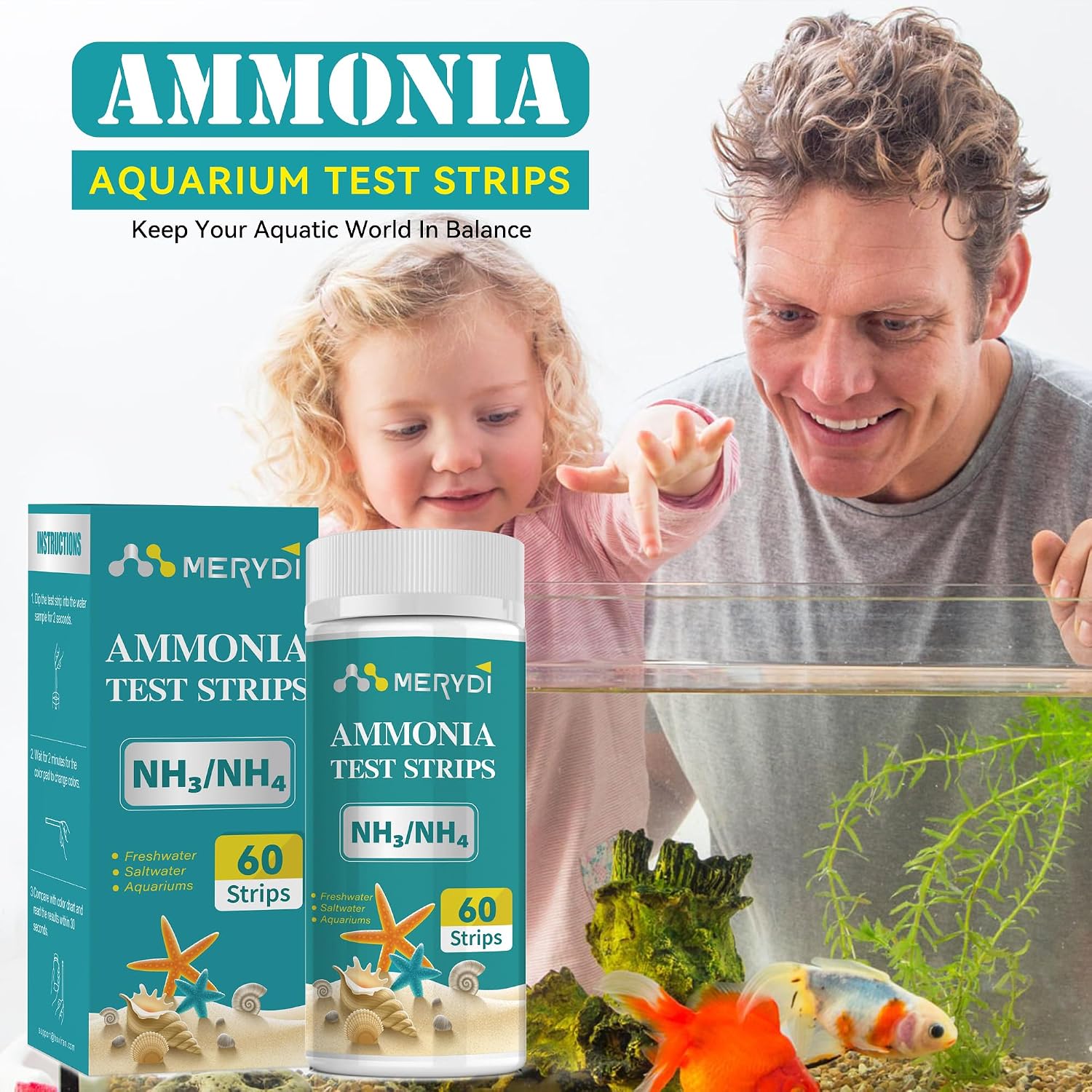 Ammonia Test Strips,60 Strips Aquarium Test Kit for Fish Tanks & Ponds | Quick & Accurate Freshwater SaltWater Aquariums Testing Strips - Image 6