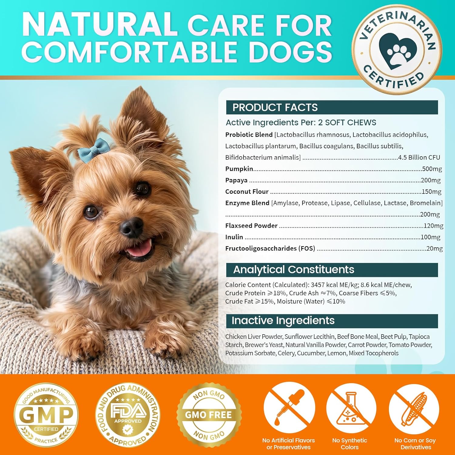 Probiotics for Dogs, Dog Probiotics for Yeast, Itchy Skin and Itchy Ears, Allergies, Immunity, Dog Gut Health Probiotic for Digestive Enzymes & Prebiotics for Diarrhea & Gas Relief (Chicken, 200 Chew) - Image 7