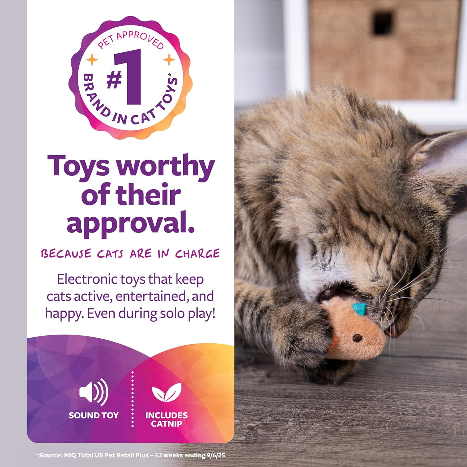 SmartyKat Chickadee Chirp Electronic Sound Cat Toy, Contains Catnip, Battery Powered - Light Brown, One Size - Image 2