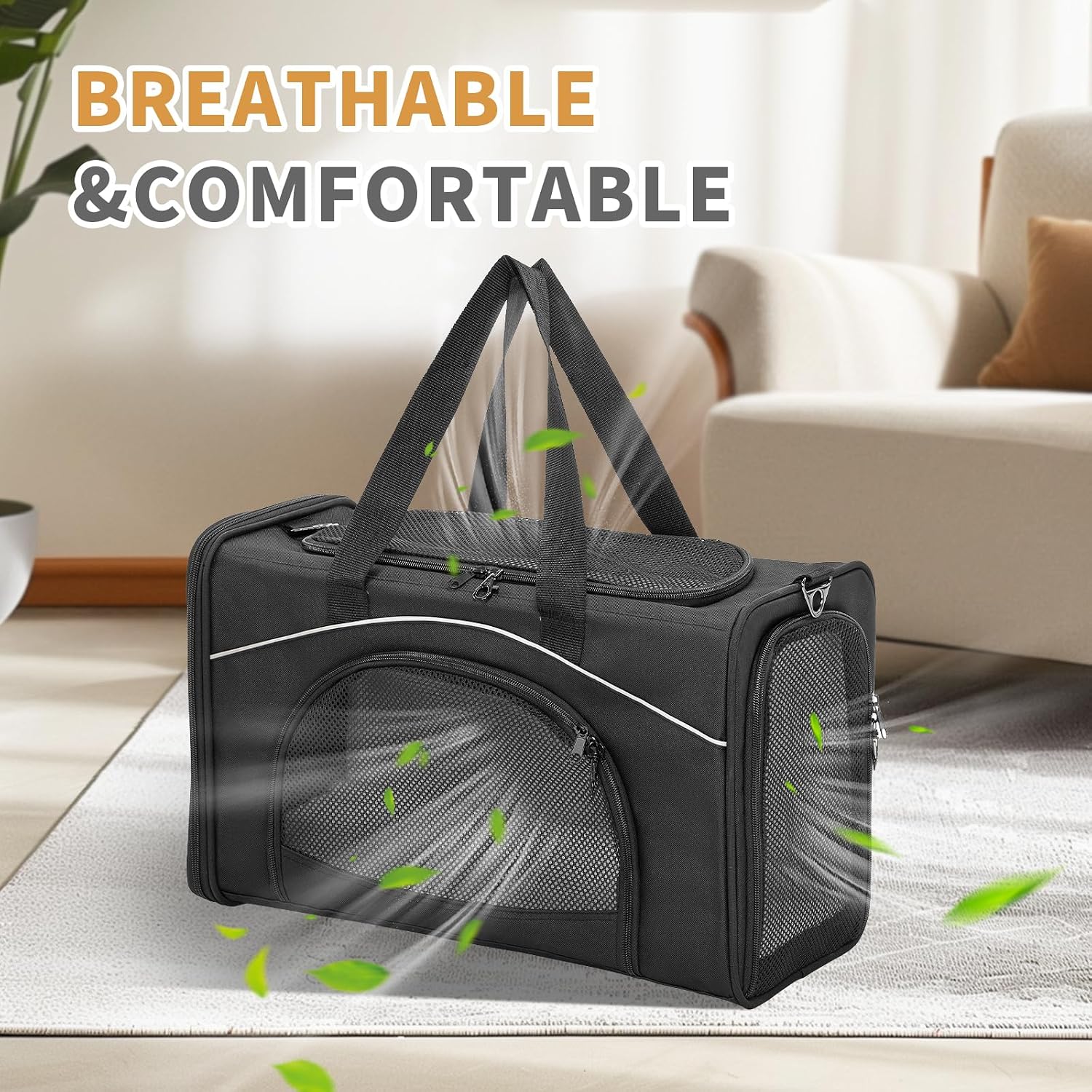 Petsfit Airline Approved Pet Carrier for Small Cats, 16.5x8.6x11 TSA Approved Carrier, with Removable Dual-Sided Padding (2-Way Placement) - Fits Under Most Airplane Seats, Escape Proof (Black) - Image 8