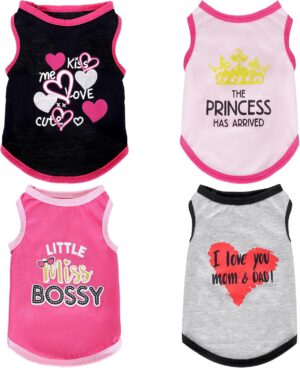 Pistha 4 Pack Dog Shirts Summer Pri...