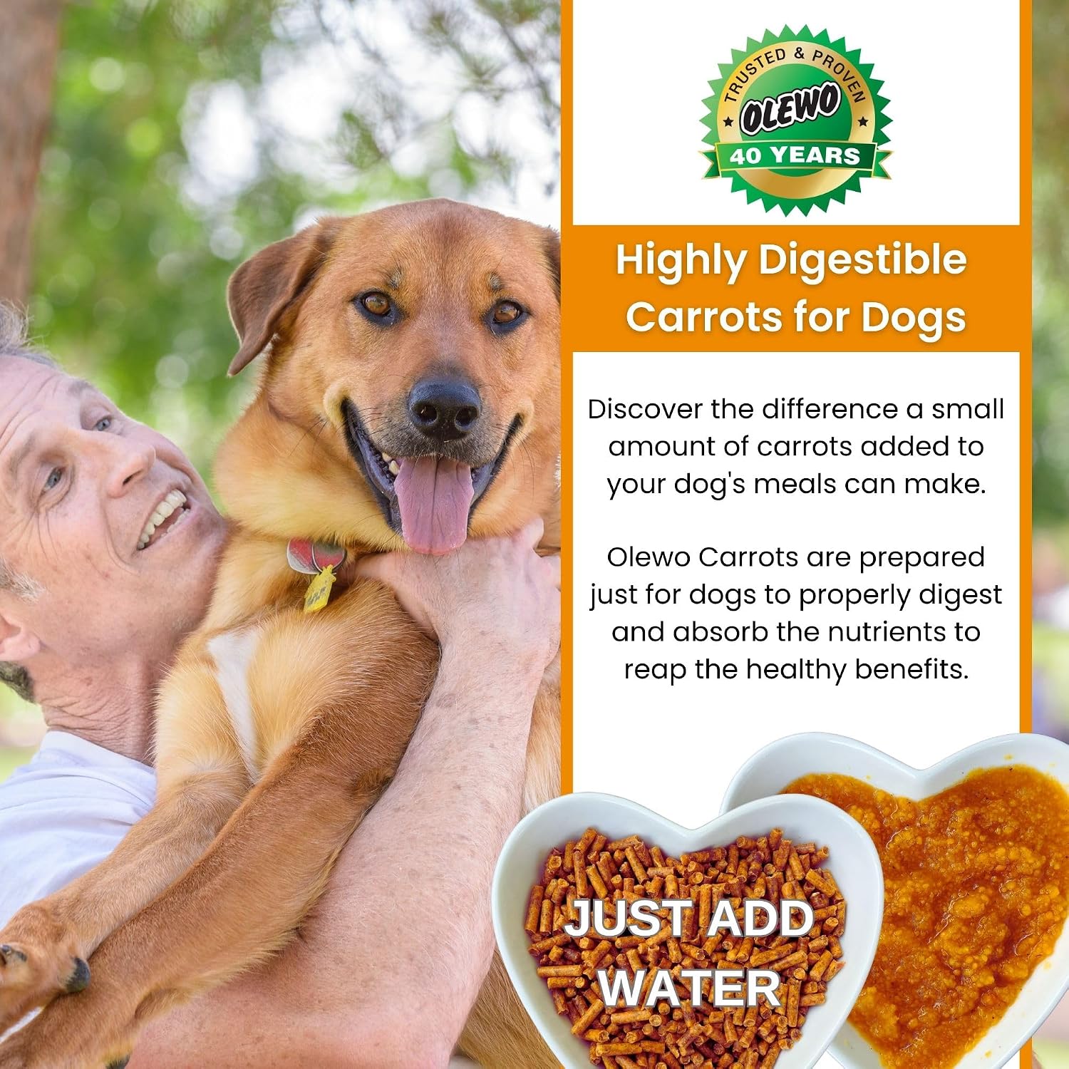 Olewo Original Carrots for Dogs – Fiber for Perfect Poop, Dehydrated Dog Food Toppers for Picky Eaters, Natural Skin & Coat Support, Multivitamin, Probiotics for Digestive & Gut Health, 1 lb - Image 4