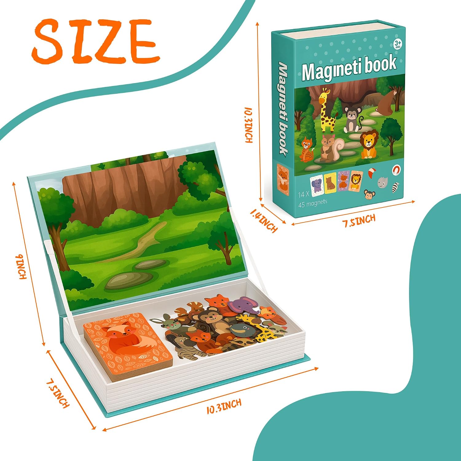 Animal Magnetic Busy Book for Toddlers, 45 Magnet Puzzles Toys | Montessori Quiet Travel Toy with 14 Activity Cards, Magnet Puzzles, Preschool Learning Game for Kids Ages 3+ - Image 9