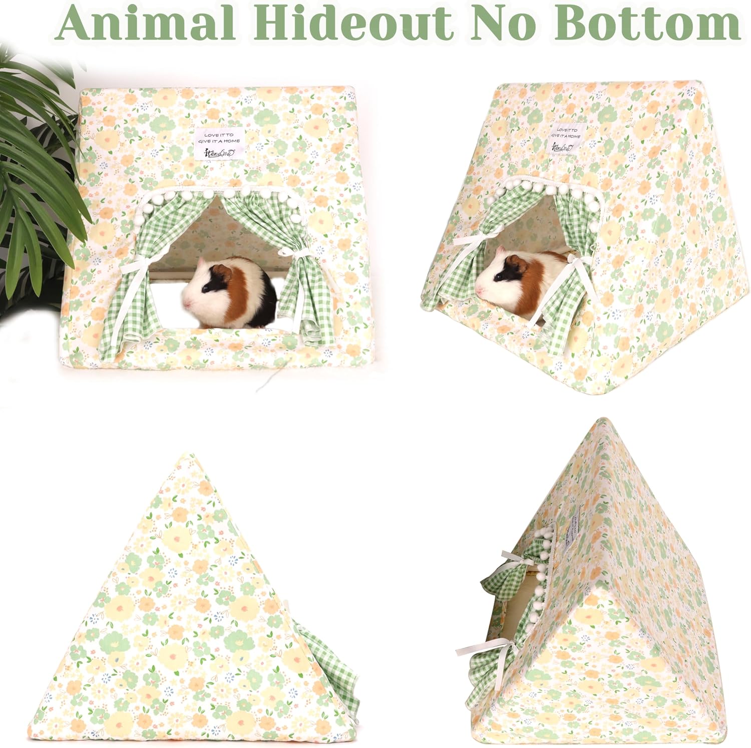 Guinea Pig Hideout Large with Curtain, Bunny Hideout, Machine Washable Guinea Pig Hide Tent Houses & Habitats, Small Animal Hideout for Pet Rabbit, Ferret, Rat, Chinchilla, Squirrel (Flower, Large) - Image 3