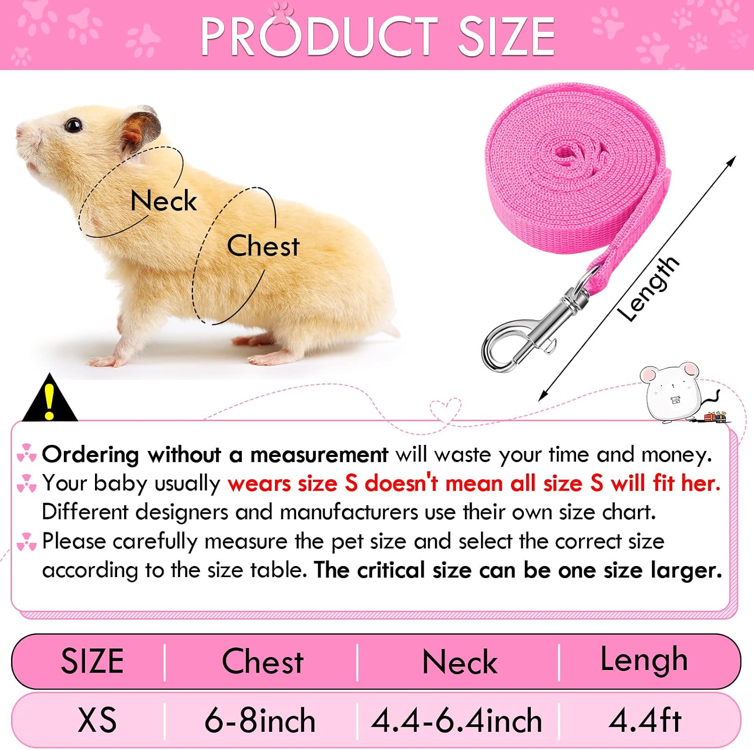 SATINIOR 2 Sets Guinea Pig Harness and Leash Adjustable Soft Mesh Harness Bell No Pulling Comfort Vest for Baby Ferret Rats Hamster Bunny Rabbit Chinchilla and Small Pet(Blue, Pink,XS) - Image 2