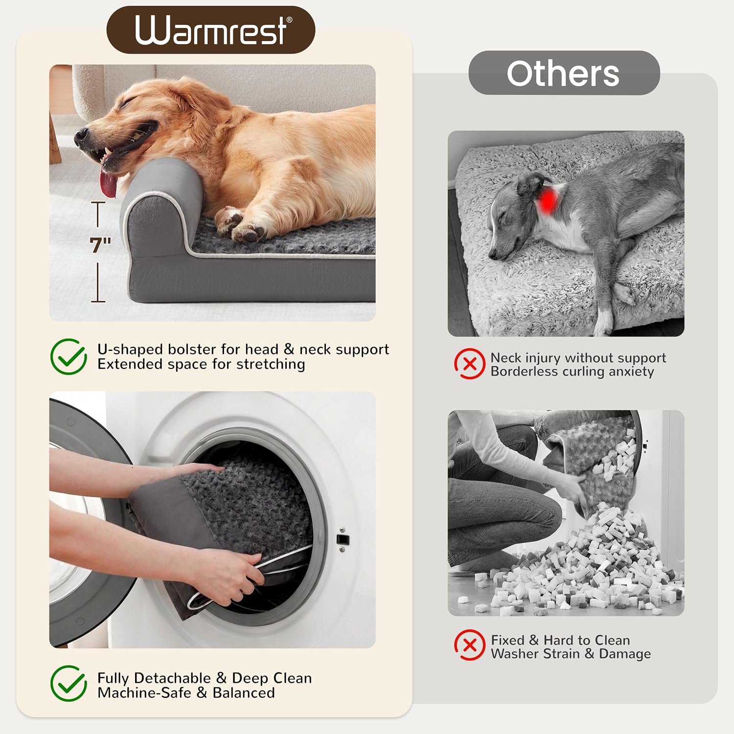 Large Dog Beds Large Sized Dogs 45x35x7 Inch, Orthopedic XXL XL Dog Bed for Medium Size Dogs, Big Waterproof Couch Sofa with Removable Washable Cover for Pet, Dark Grey - Image 3