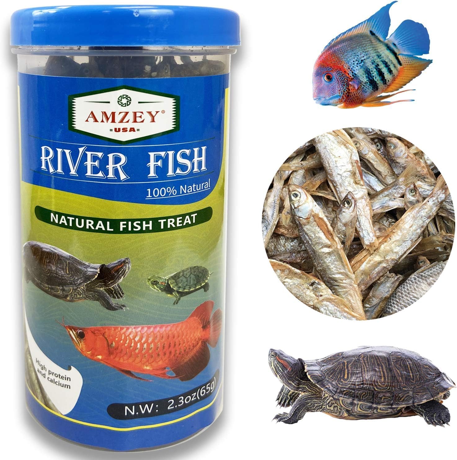 Amzey 2.3 oz Dried River Fish - Natural Food for Turtles, Terrapins, Reptiles and Large Tropical Fish - Image 8