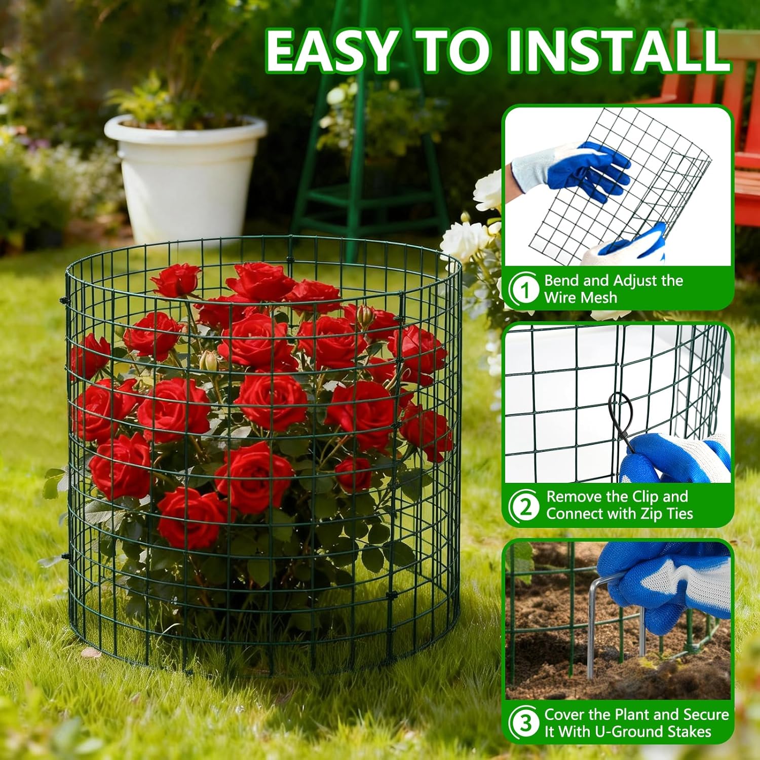 6 Pack 12x12 Inch Plant Protector from Animals, Wire Plant Cages Mesh Garden Plant Protector, Sturdy Wire Cloche Plant Protectors for Keeping Animals Bunny Chicken Squirrels Out - Image 5