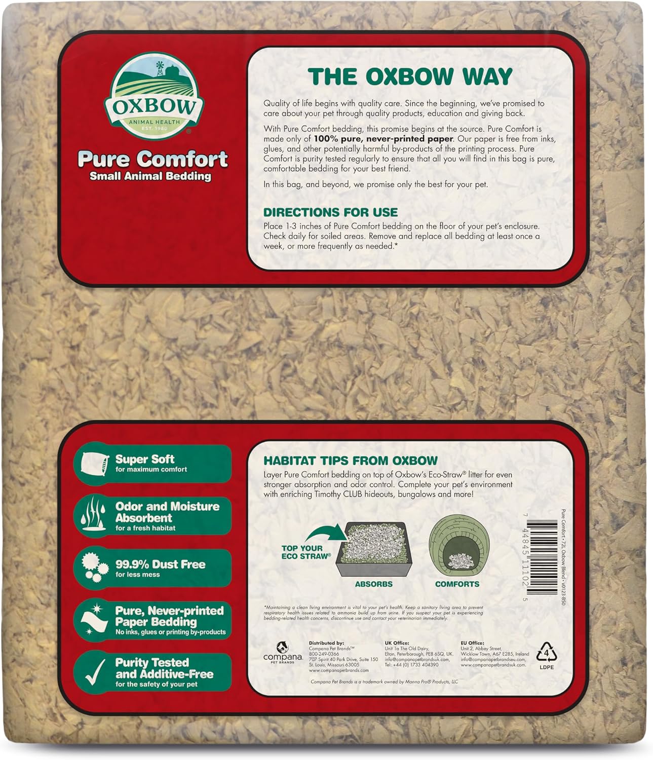 Oxbow Pure Comfort Bedding, Rabbit, Hamster, & Guinea Pig Bedding, Bunny Supplies for Litter Box, Pet Safe, 99.9% Non-Dust, Natural, 56 Liter Bag - Image 2