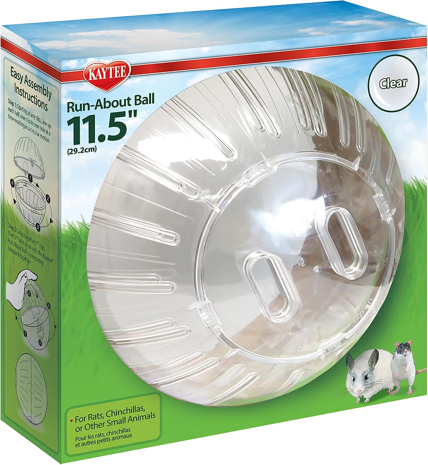 Kaytee 11.5" Clear Run-About Exercise Ball For Pet Rats & Chinchillas - Image 2