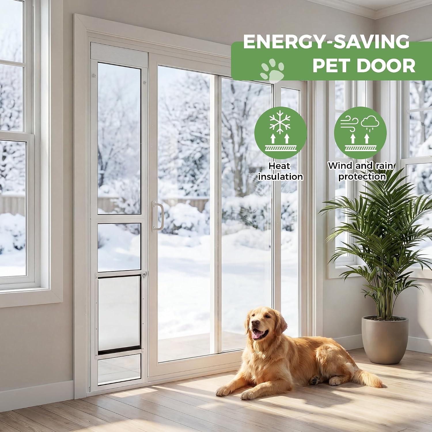 Slevoo Sliding Glass Dog Door, Height Adjustable 79 2" to 82" (Large-Tall) | No-Cut Installation, Upgraded Silicone Flap, Weatherproof & Secure Pet Door for Medium/Large Dogs, White Aluminum Frame - Image 7