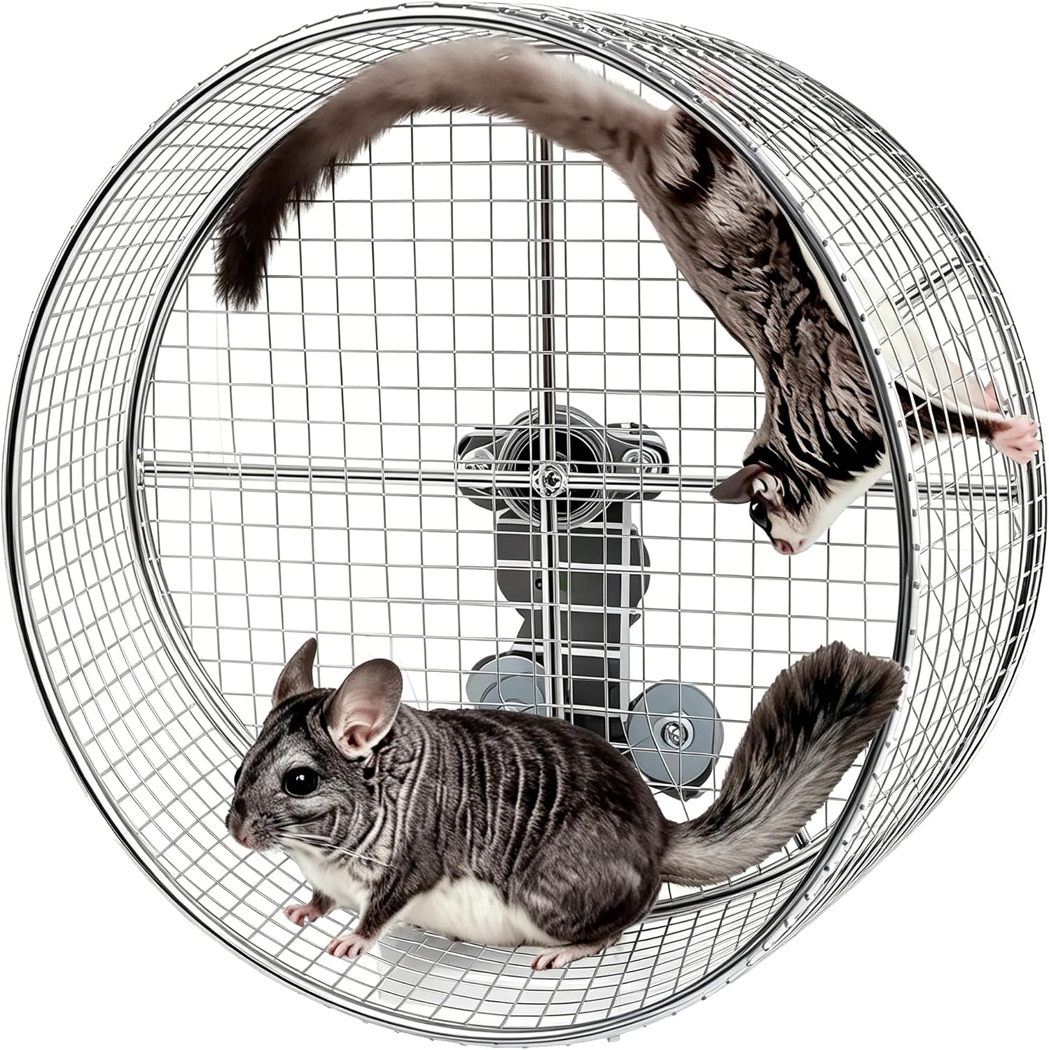 11.8" Silent Chinchillas Exercise Wheel - Stainless Steel Large Hamster Rodent Wheel for Syrian Hamsters, Sugar Gliders, Hedgehogs, Squirrels and Small Pets (11.8inch)
