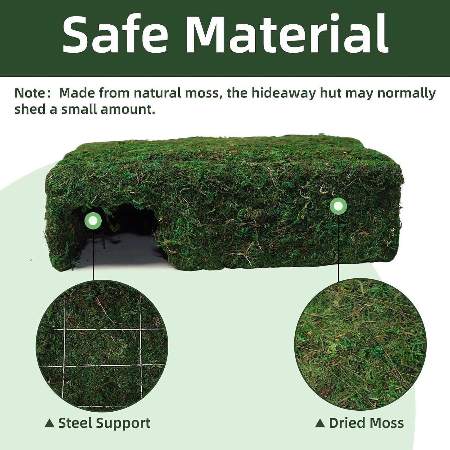 Mossy Cave Hide for Reptiles, Lizard Moss Hideout with Safe Shelter, Snake Cave Hut for Themed Terrarium Ideal for Gecko Hamster Snake to Rest & Hide - Image 3