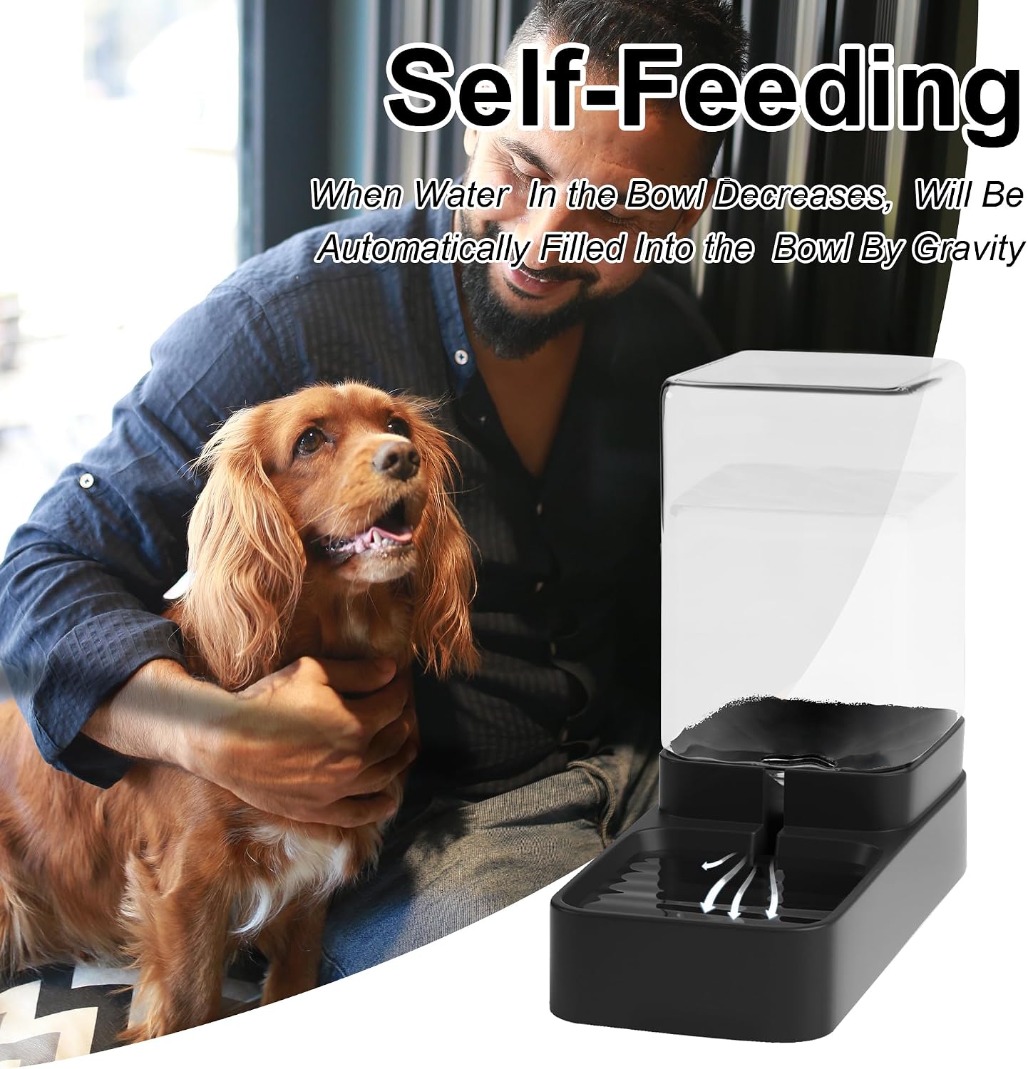 Automatic Cat Feeder and Water Dispenser in Set with Pet Food Bowl,Gravity Dog Waterer and Food Feeder for Small Medium Dog Cat Puppy Kitten Large Capacity(3.3L,Black) - Image 6