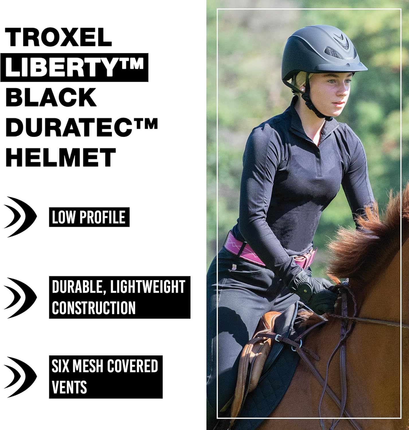Troxel Liberty Ultralight Horse Riding Helmet, Low-Profile Adjustable Design, Safety Horseback Riding Gear - Image 2