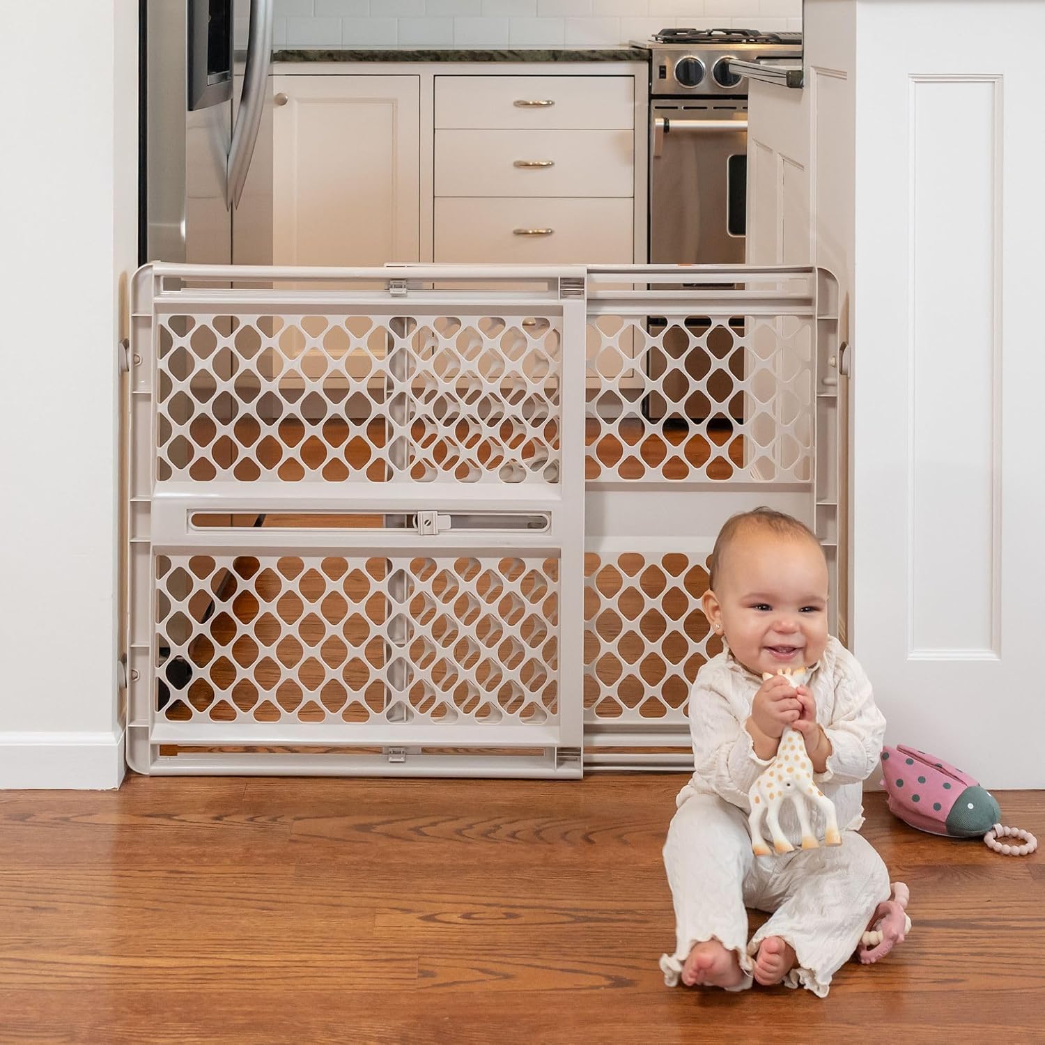 Toddleroo by North States - Supergate Ergo Baby Gate: Plastic Baby Gate for Stairs & Doorways - Adjustable Indoor Safety Gate - Made in USA - 26 to 42 Inches Wide - 26 Inches Tall - Sand - Image 11