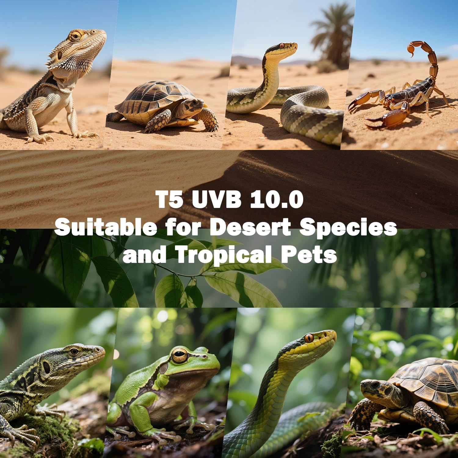 T5 10.0 UVB Reptile Light Fixture, 24W 22" for Bearded Dragon | Combo kit with stand & hood. 24W 22" T5 10.0 UVB/UVA. For bearded dragons, tortoises, lizards & amphibians. - Image 6
