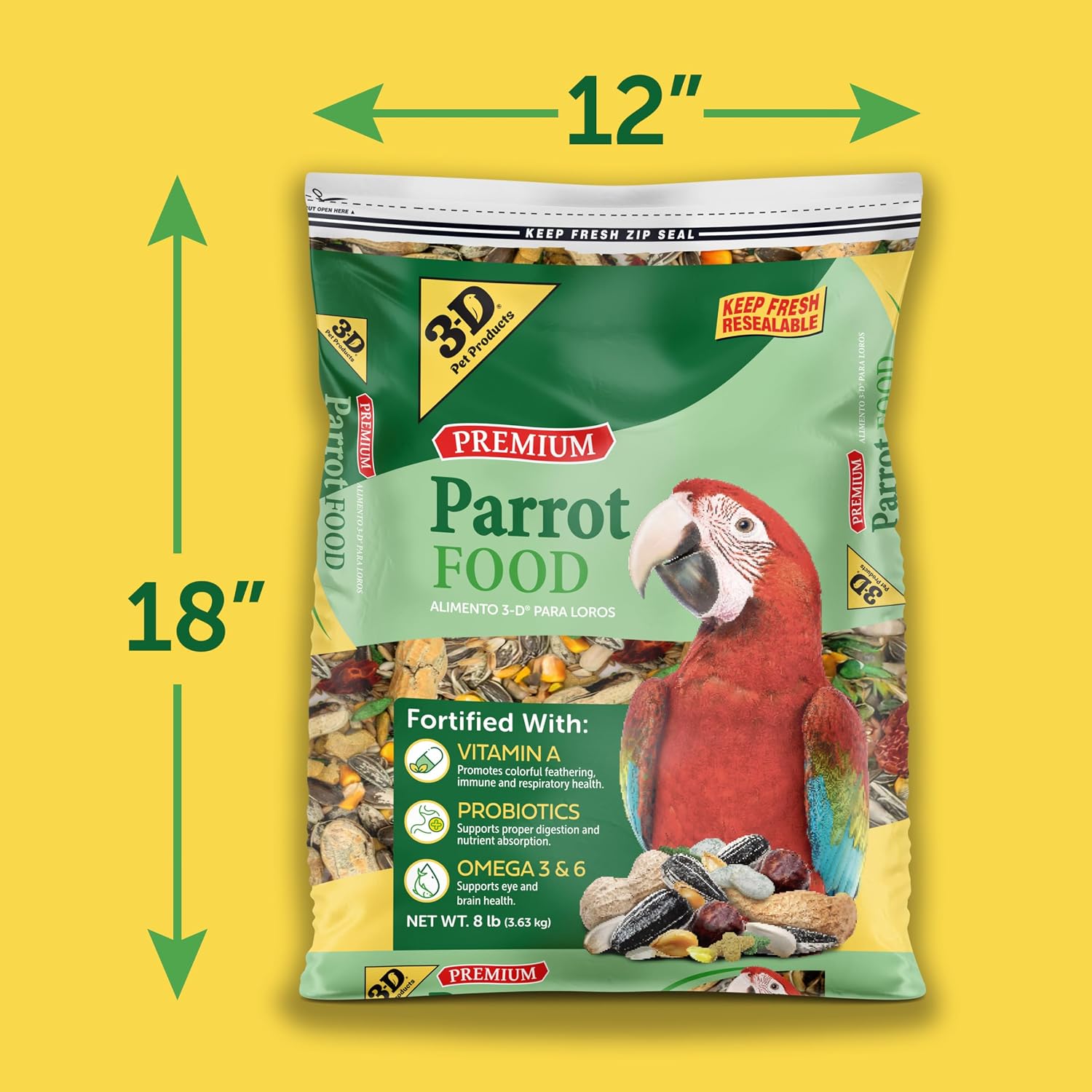 3-D Pet Products Premium Parrot Food, Seed Mix for Parrots, Cockatoos & Macaws, with Vitamins, Minerals & Probiotics, No Chemical Preservatives - Image 5