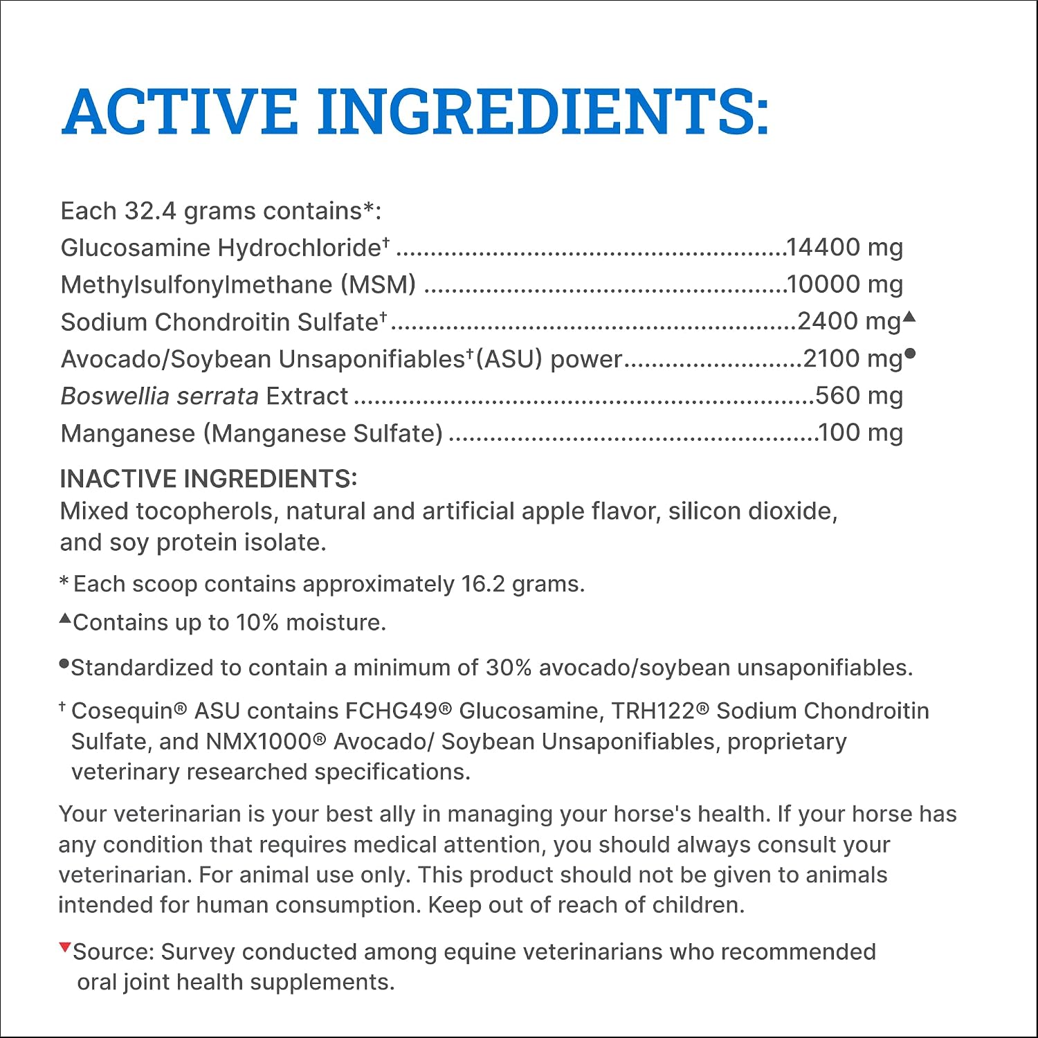 Nutramax Cosequin ASU Joint Health Supplement for Horses - Powder with Glucosamine, Chondroitin, ASU, and MSM, 500 Grams - Image 6