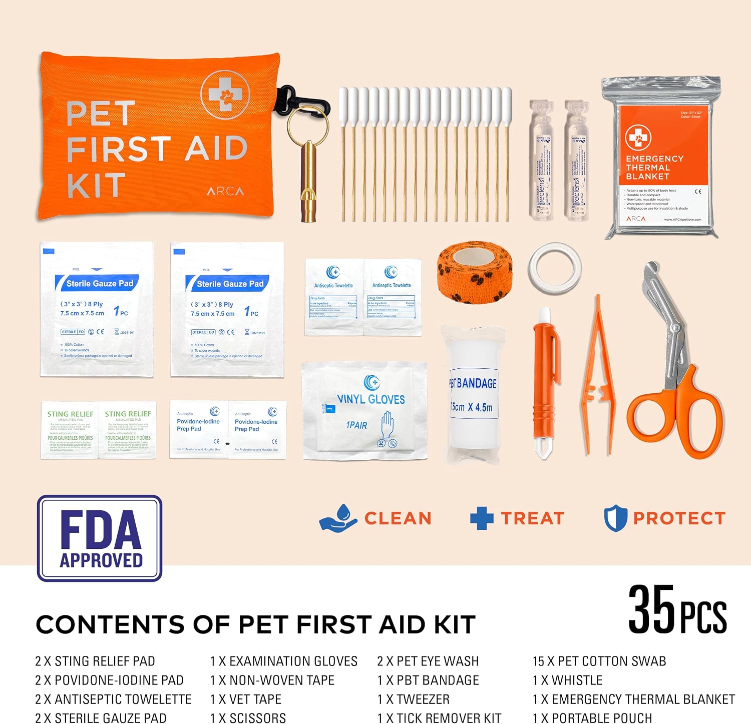 ARCA PET Dog First Aid Kit - Pet Emergency Kit - Water Resistant High Visibility Reflective First Aid Pouch Dog Camping Essentials for Hiking, Backpacking, Sports, Hunting - Image 2