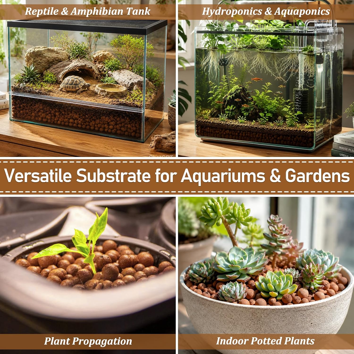 Riare 4LBS Expanded Clay Balls Terrarium Substrate for Reptiles - 100% Organic Lightweight Clay Pebbles Substrate Frogs False Bottom Substrate, Bioactive Terrarium Substrate for Drainage and Moisture - Image 7