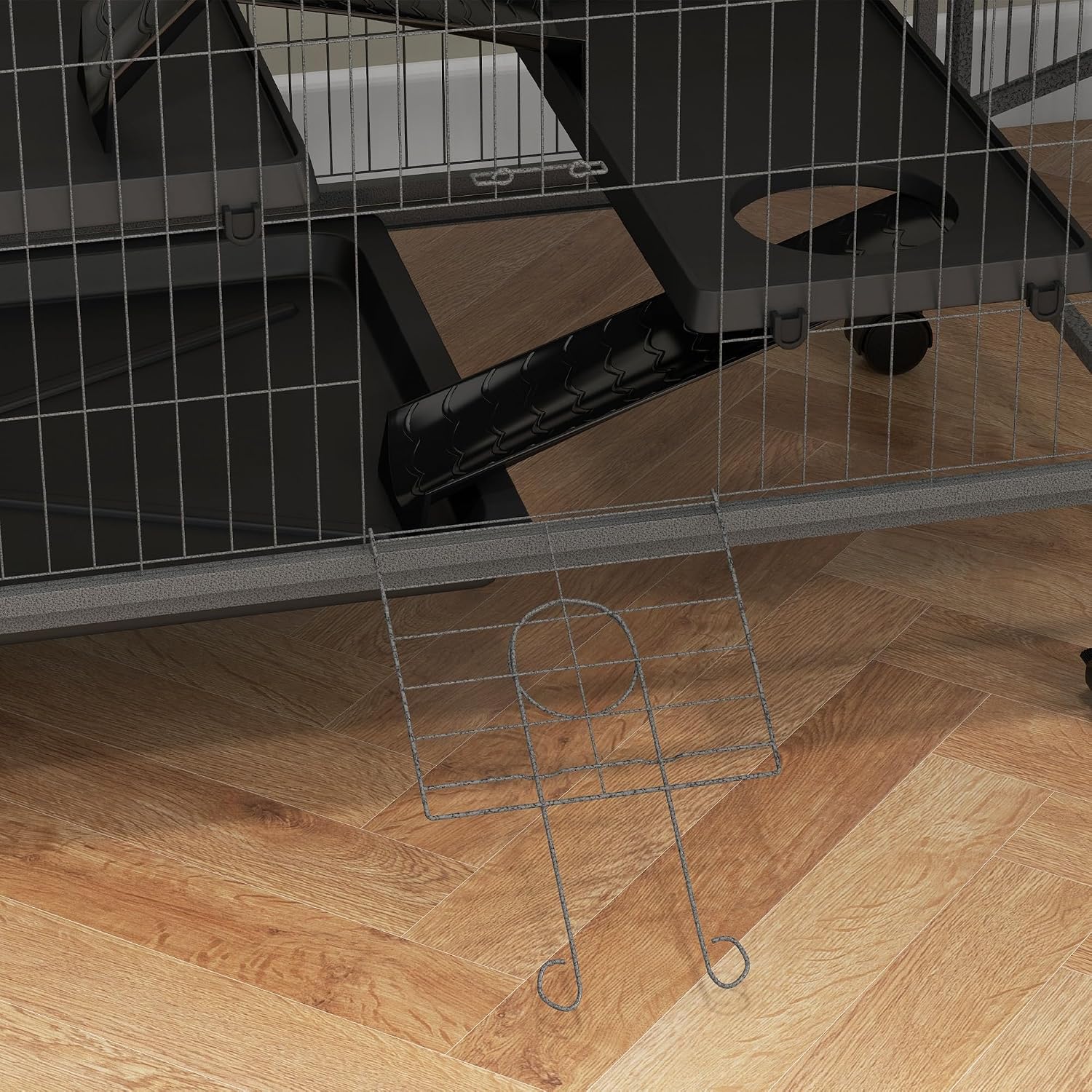 PawHut 50" 5-Tier Small Animal Cage, Ferret Cage, Large Chinchilla Cage with Hammock Accessory & Heavy-Duty Steel Wire, Small Animal Habitat with 4 Doors, Removable Tray, Gray - Image 9