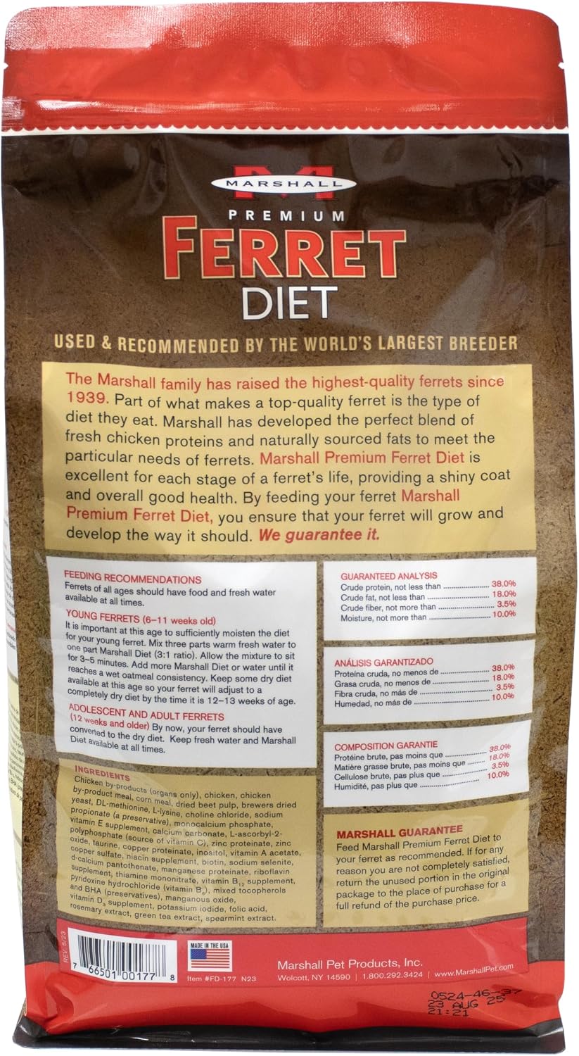 Marshall Pet Products Premium Ferret Diet, 4 lbs Pellet Bag, Complete Nutrition Formula - Single Food Bag - Image 8
