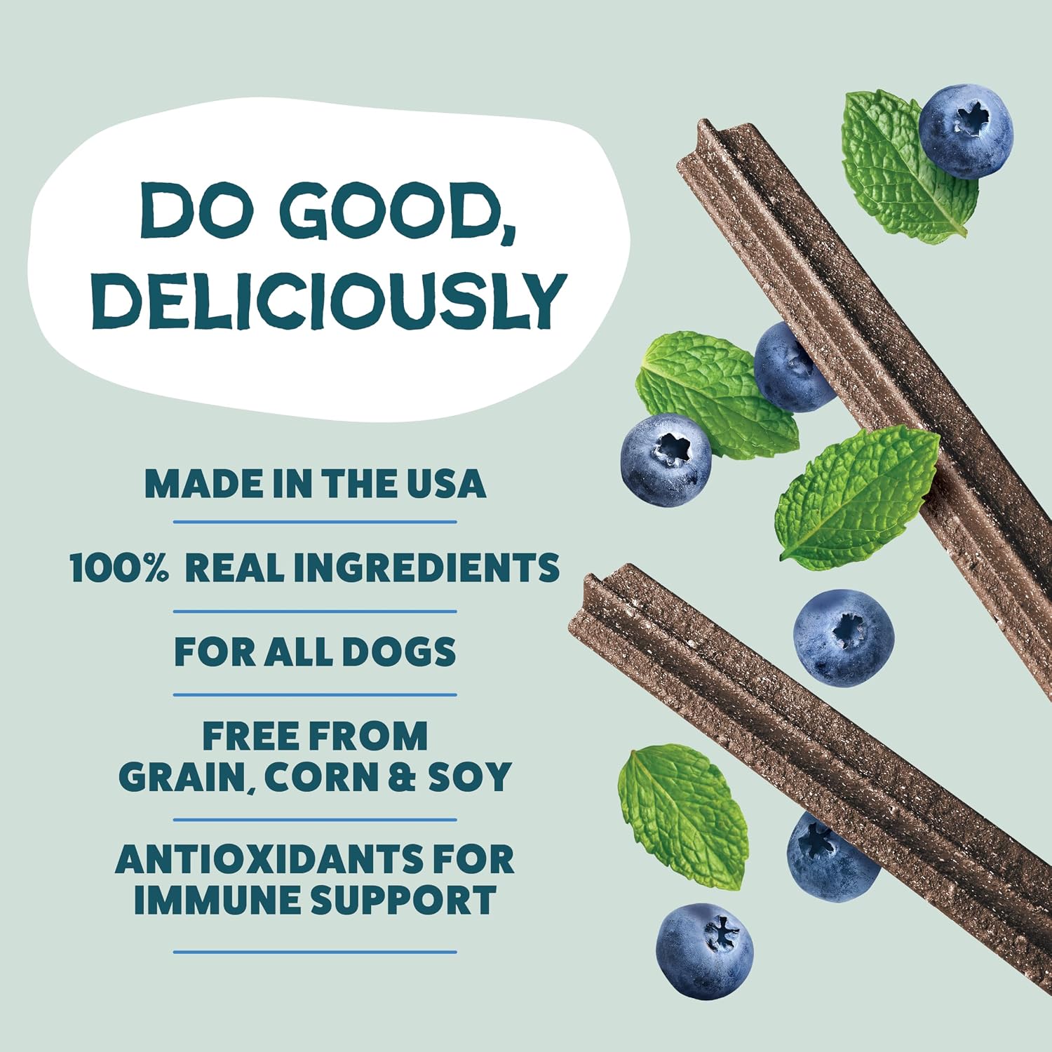 Shameless Pets Blueberry & Mint Dental Chews for Dogs, 8 Chews - Natural Dog Teeth Cleaning Treats with Fresh Breath Benefits | Grain-Free Dental Sticks for Small, Medium & Large Dogs - Image 3