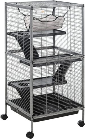 PawHut Metal Small Animal Cage, 4-T...