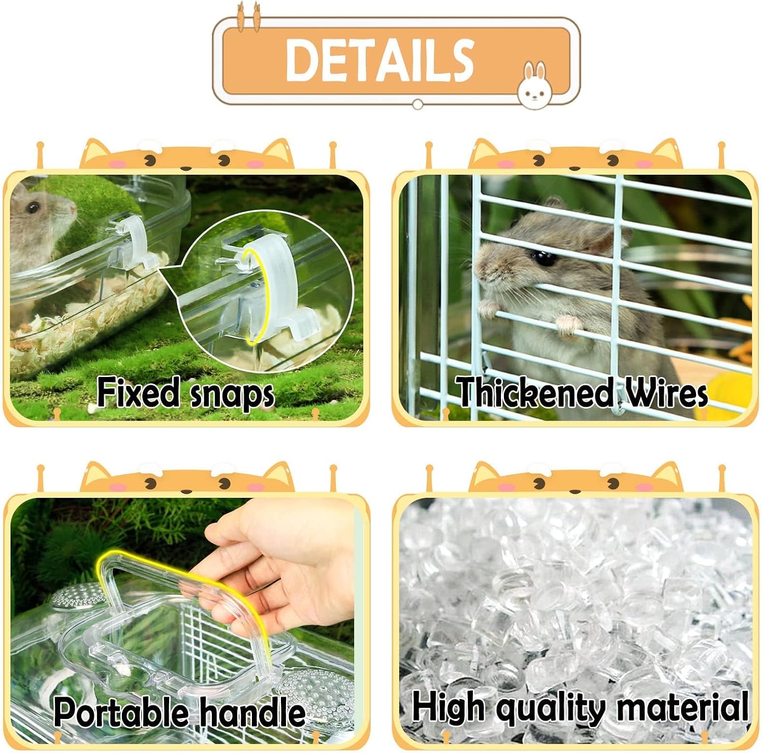Kathson Small Animal Carry Cage for Hamsters, Gerbils, Mice - Transparent, Portable, Convenient - Image 3