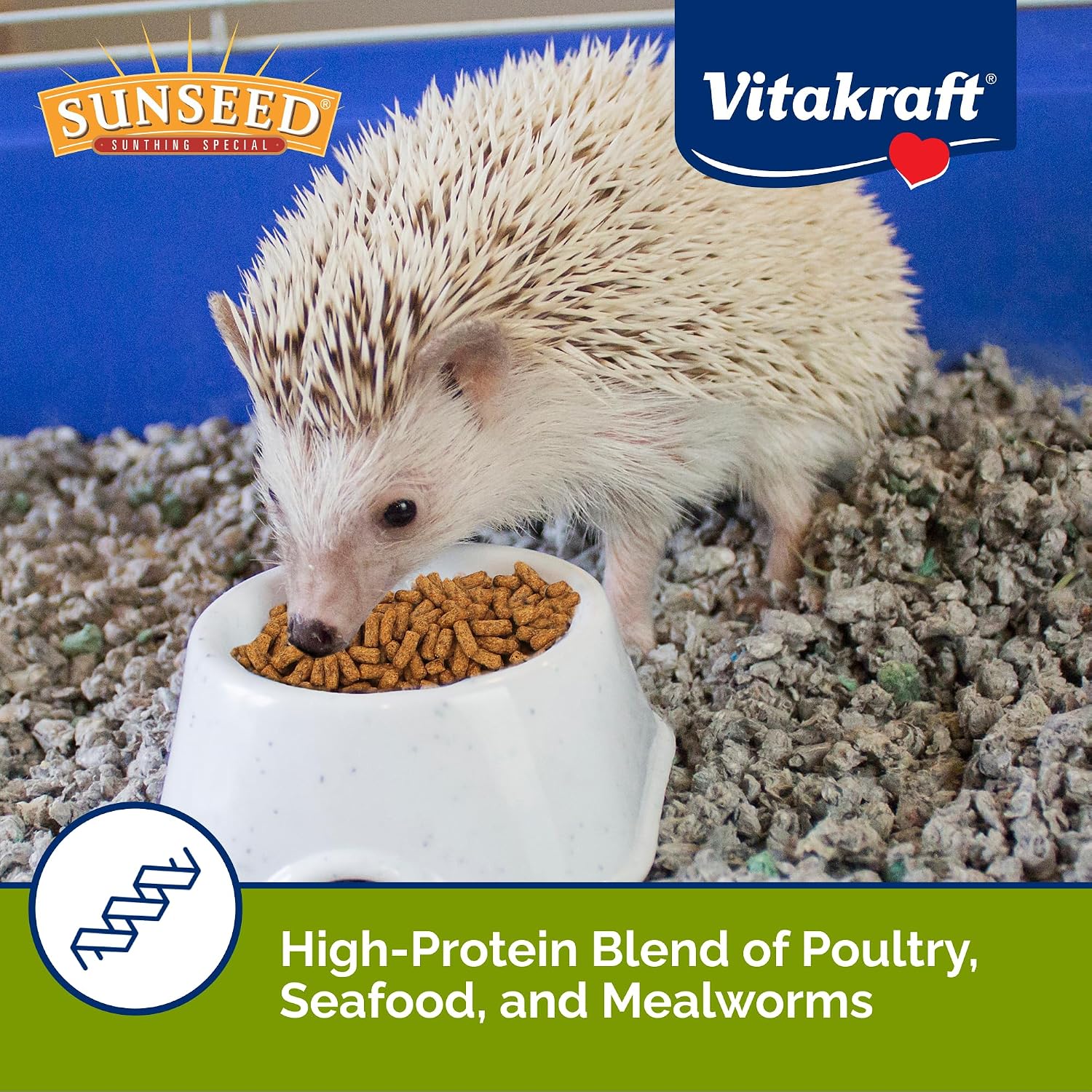 Sunseed Vita Prima Hedgehog Food - High-Protein Poultry, Seafood, and Mealworm Food Blend - Vitamin-Fortified for Happy and Healthy Hedgehogs - Image 3
