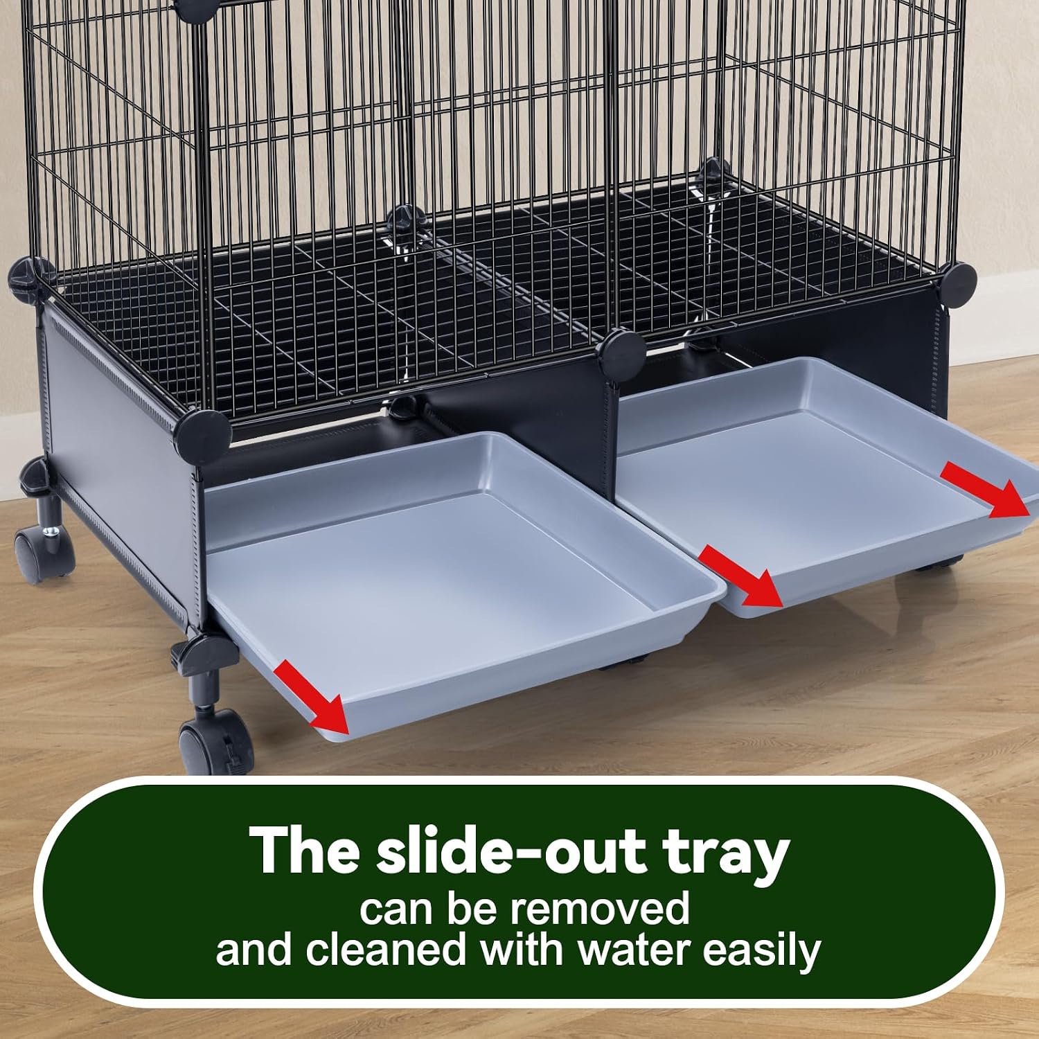 VISCOO Upgraded Encrypted 46-Inch Bird Cage, with Wooden Perches, Metal Parakeet Cage with Slide-Out Tray, Water Bottle&Feeder, Bird Cages for Parrot,Parakeets,Cockatiel,Lovebird,Small Mid-Sized Birds - Image 3