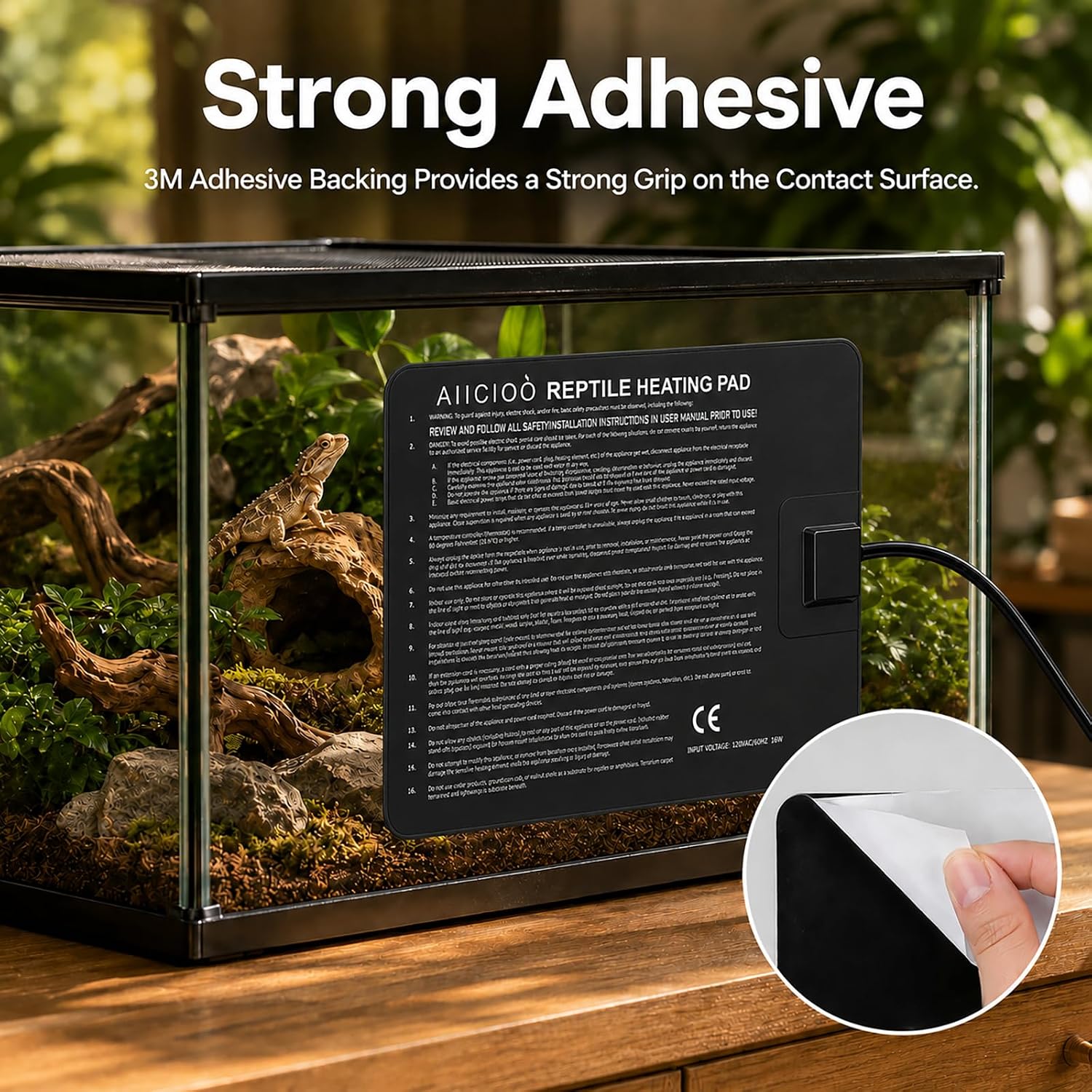 Aiicioo Reptile Heating Pad - Hermit Crab Heater Heat Mat for Reptiles Snake Lizard Terrarium 16 Watt - Image 5