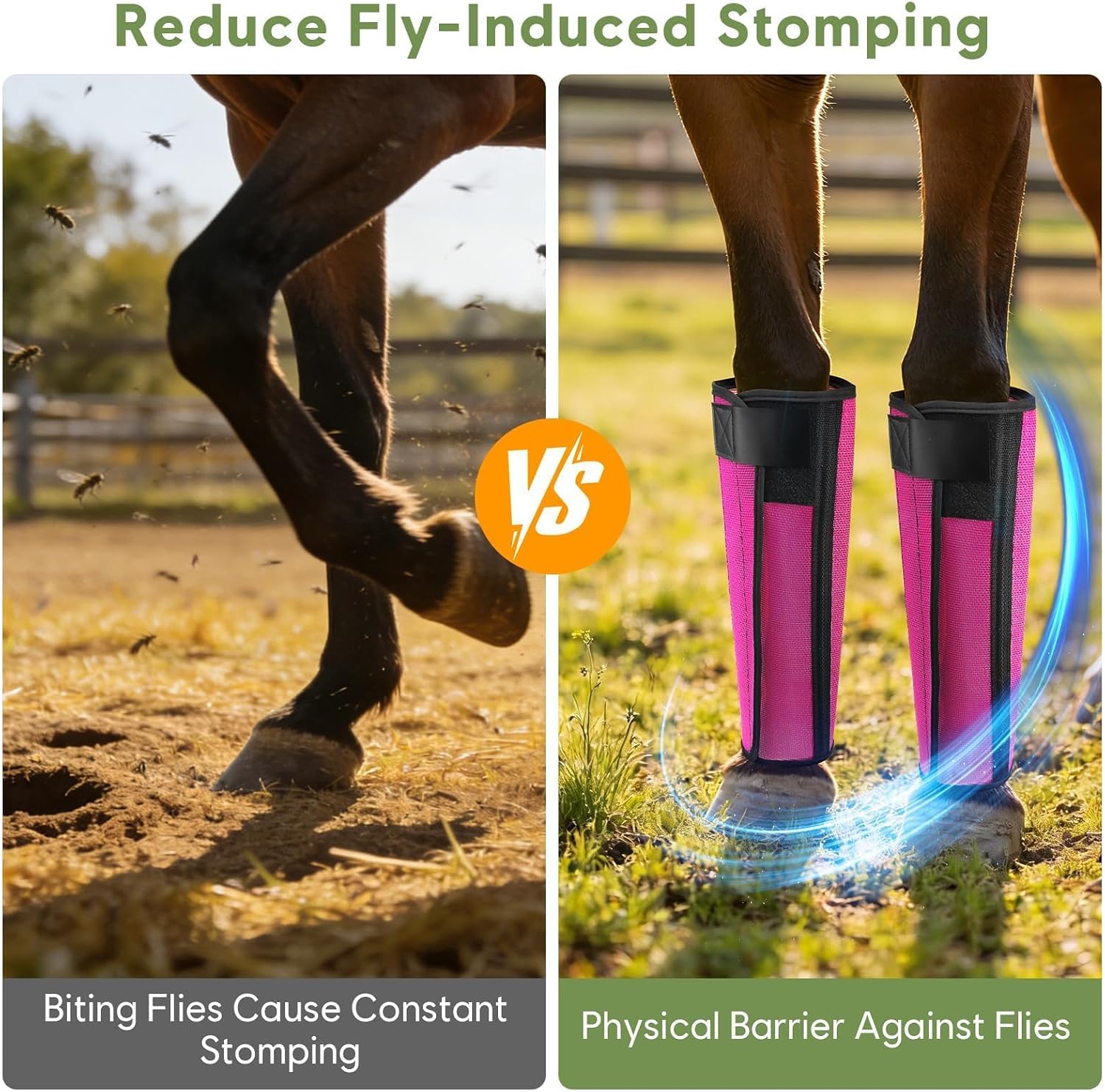 Fly Boots for Horses Set of 4, Horse Fly Boots with Reinforced Stitching, Extra-Wide Adjustable Hook & Loop Strap for Secure Fit, Breathable Mesh Fly Leg Wraps for Horse (4Pack, Pink) - Image 7