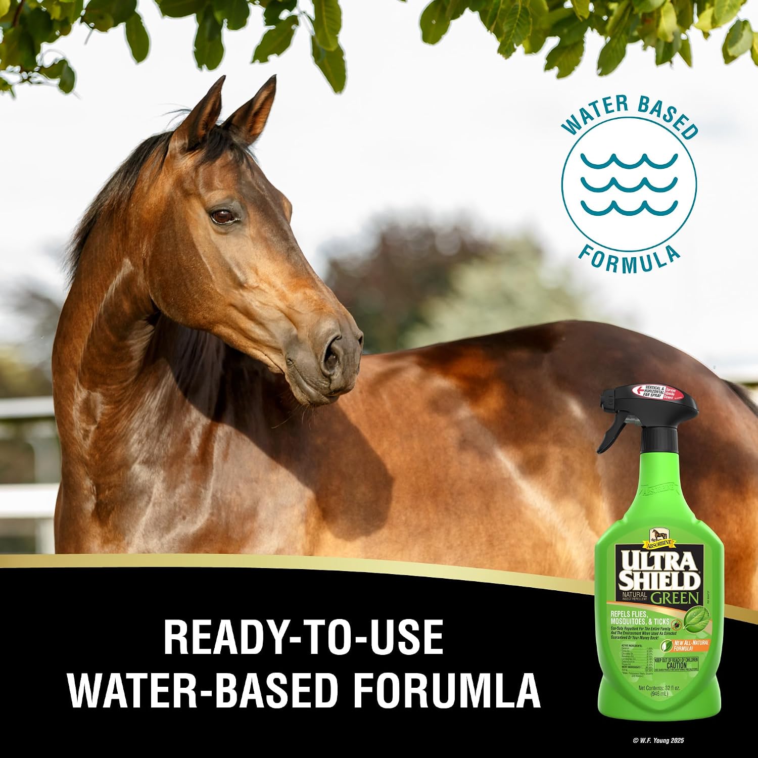 Absorbine UltraShield Green All-Natural Fly & Insect Repellent for Horses & Dogs, Essential Oils Repel & Control, 32oz Spray Bottle - Image 6