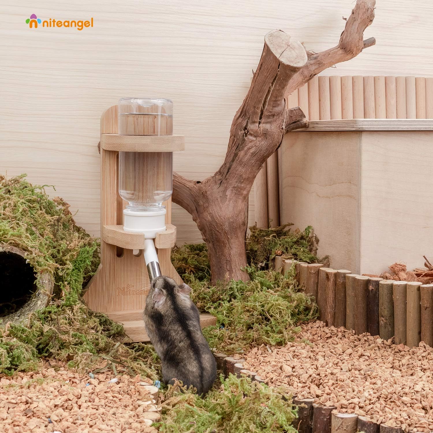 Niteangel Water Bottle with Stand for Syrian Dwarf Hamsters Gerbils Mice Rats Degus Small pet Rodents(White) - Image 3