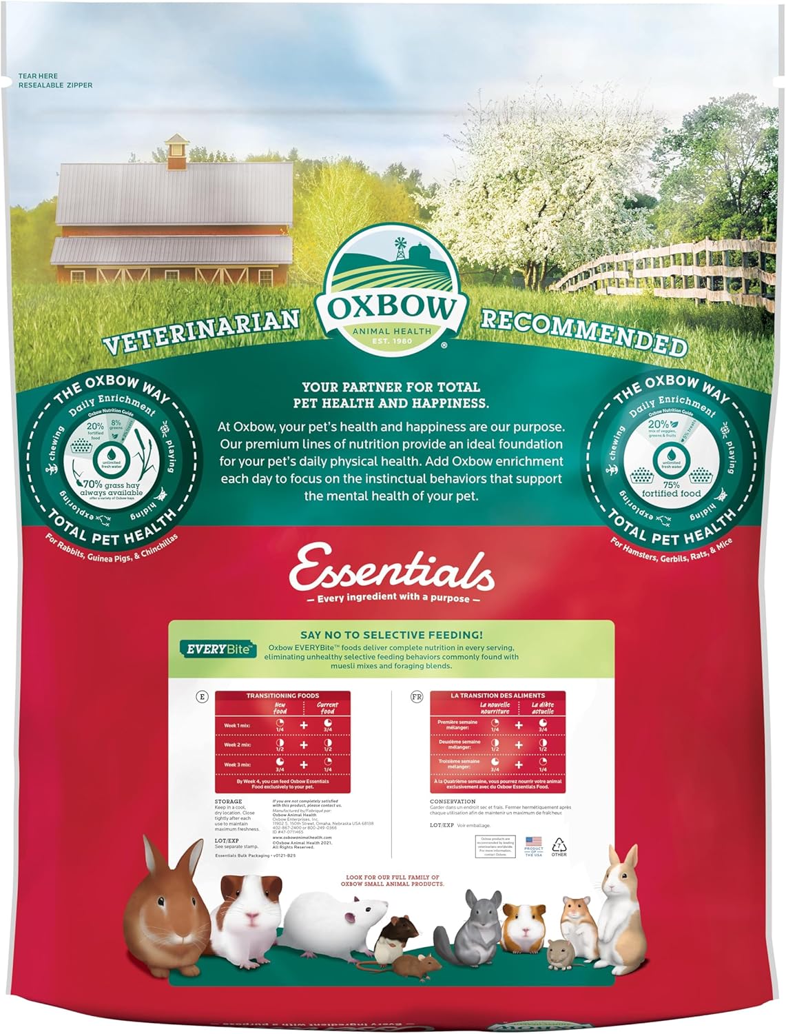 Oxbow Essentials Chinchilla Food, Made Alfalfa, Vitamin & Mineral Rich Food for Chinchillas, Small Animal Pet Pellets, Made in USA, High Fiber, 25 lb Bulk Bag - Image 3