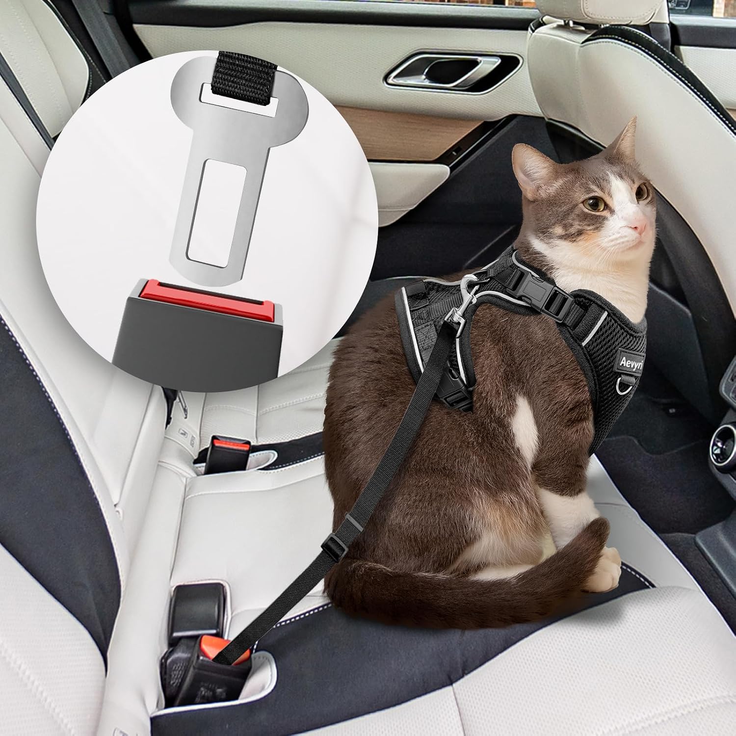 Cat Harness, Cat Harness and Leash for Walking, Adjusted in Four Directions and Breathable Cat Harness for Anti Escape that can be Fitted and Positioned, Reflective Strips Harness, Black, L - Image 5