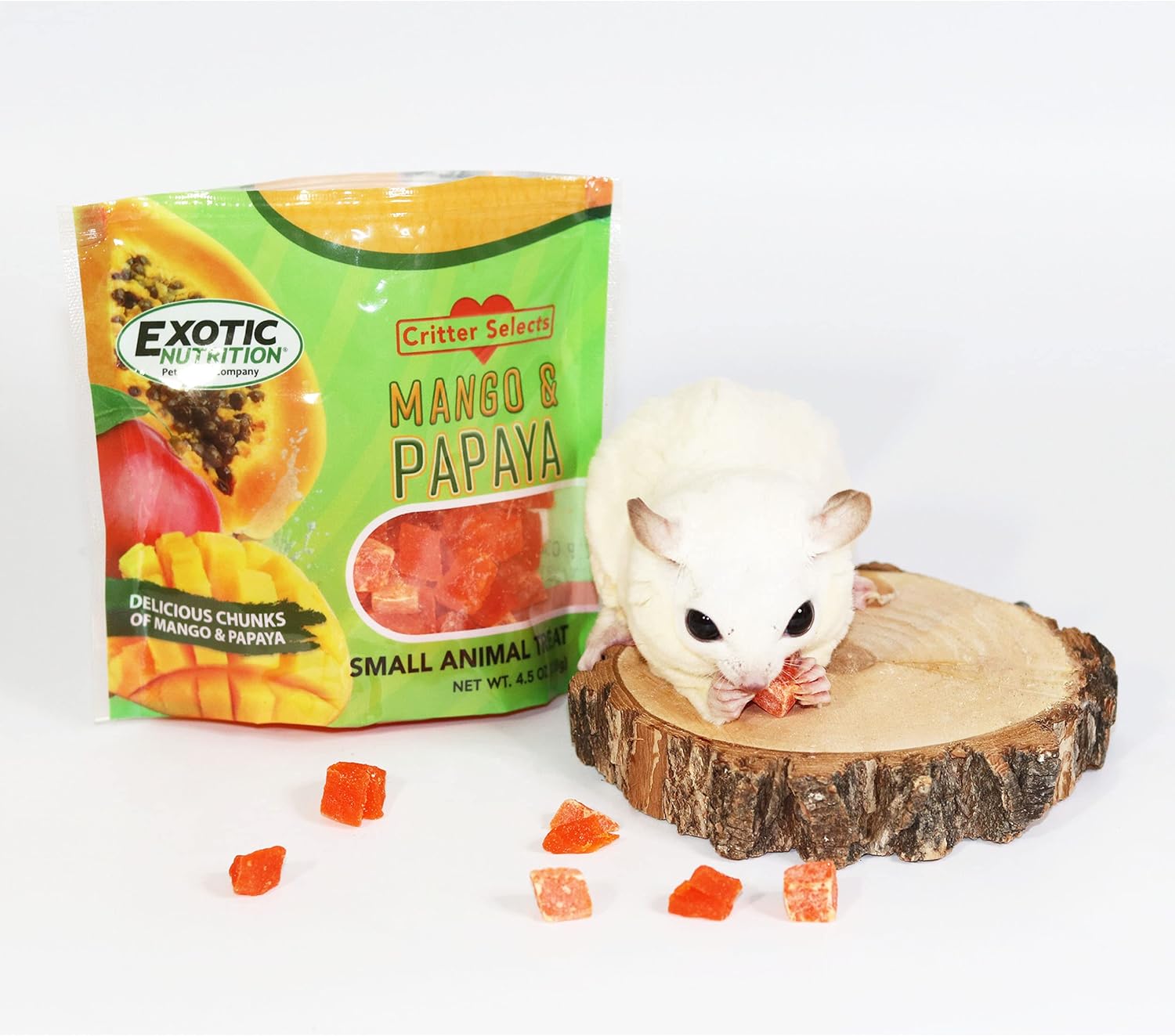 Mango & Papaya Treat (4.5 oz.) - Healthy Treat for Small Animals - Sugar Gliders, Rats, Chinchillas, Ferrets, Parrots, Hamsters, Squirrels, Hedgehogs, Guinea Pigs, Rabbits & Other Small Animals - Image 2