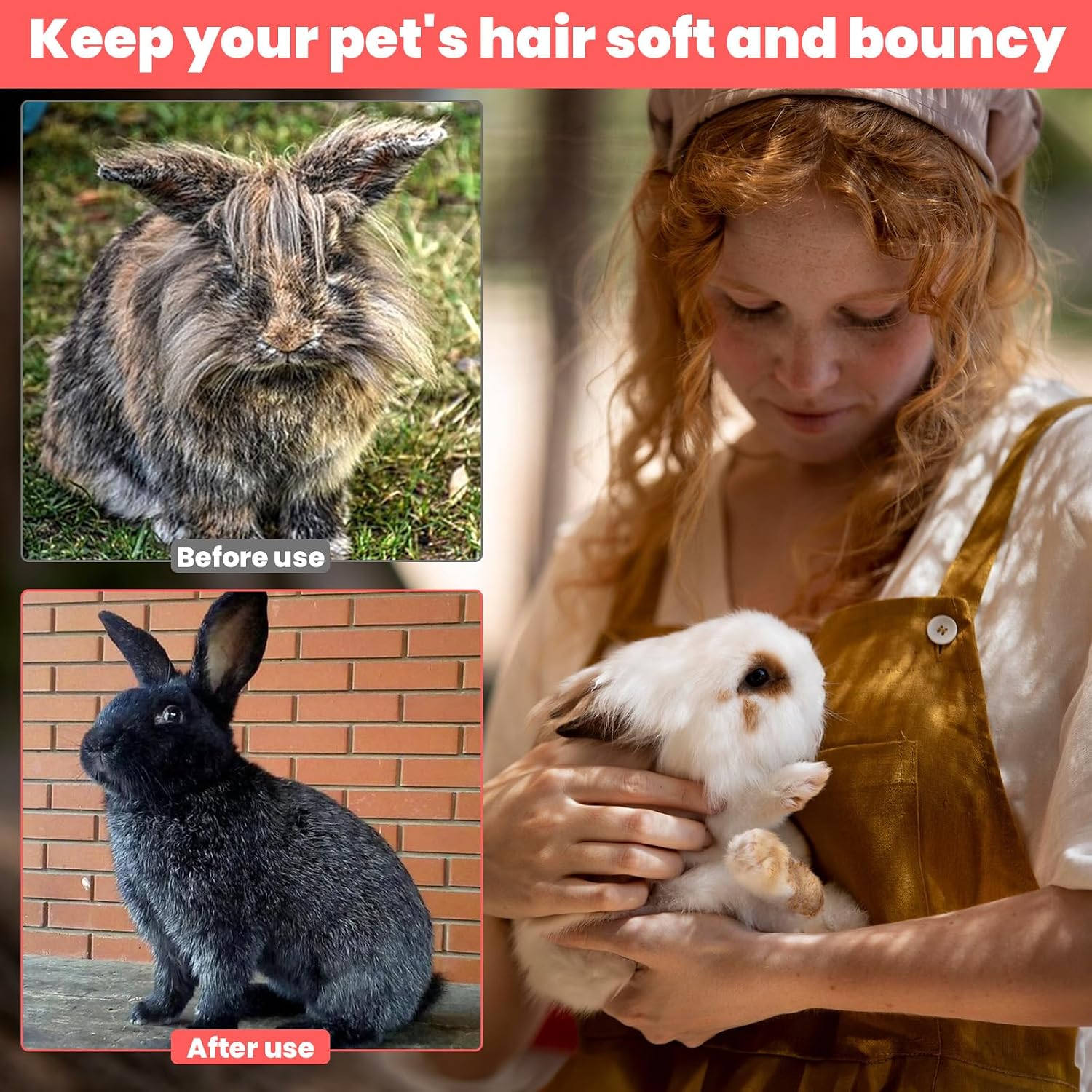 2Pcs Rabbit Brush, Silicone Rabbit Grooming Brush - Small Pets Brushes for Kittens Puppy Rabbits Guinea Pigs Shedding Bath & Massage Comb - Image 5