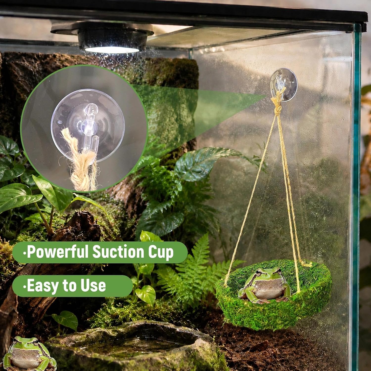 Frog Reptiles Cave Hide, Green Lizard Hideout with Safe Shelter, Handmade Snake Cave Hideout Hut for Themed Terrarium Ideal for Gecko Hamster Snake Rest & Hide - Image 4