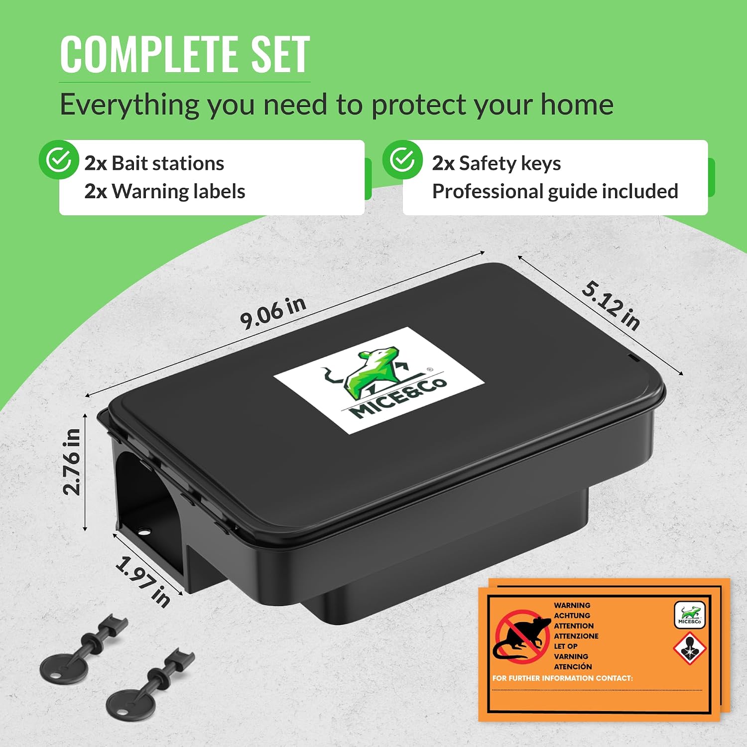 Mice&Co Rat Bait Stations 2 Pack – Lockable Rodent Traps for Outside & Inside – Heavy Duty, Weather-Resistant Bait Boxes with Dual Entry – Tamper-Proof Design – Child & Pet Safe - Image 8