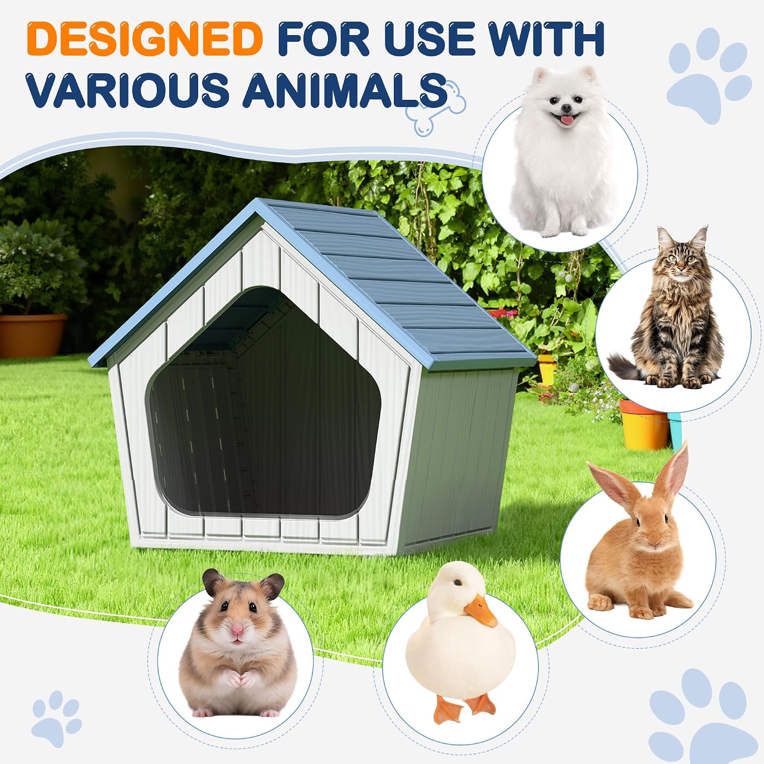 Bifanuo Dog House Outdoor Indoor for Small Dogs - Plastic Pet Shelter, Easy-Assemble & Weather-Resistant for Living Room, Balcony (Blue, 18" L x 22.4" W x 22.2" H) - Image 4