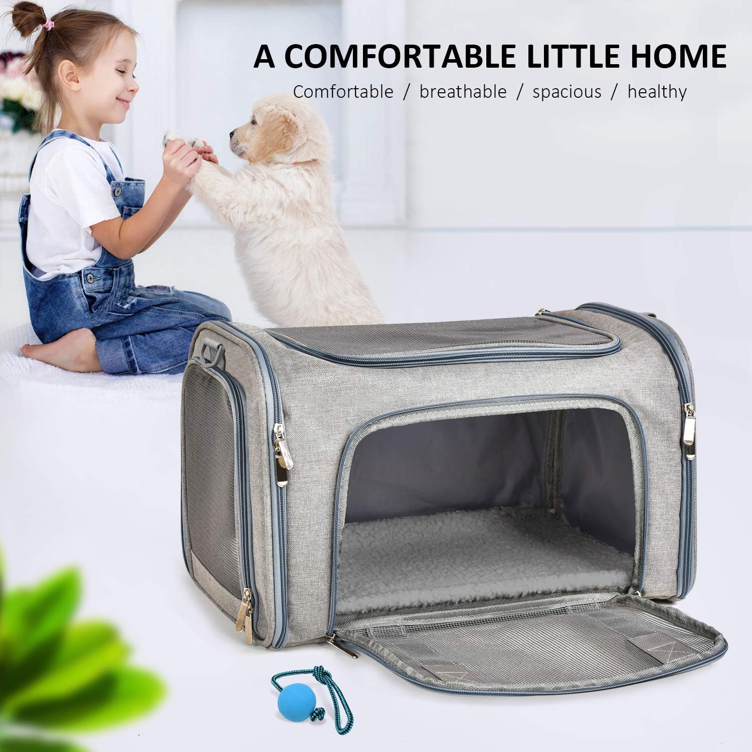 Henkelion Cat Carriers Dog Carrier Pet Carrier For Small / Medium Cats Dogs Puppies (Up To 15lbs), TSA Airline Approved Small Dog Carrier Soft Sided, Collapsible Waterproof Travel Puppy Carrier - Grey - Image 8